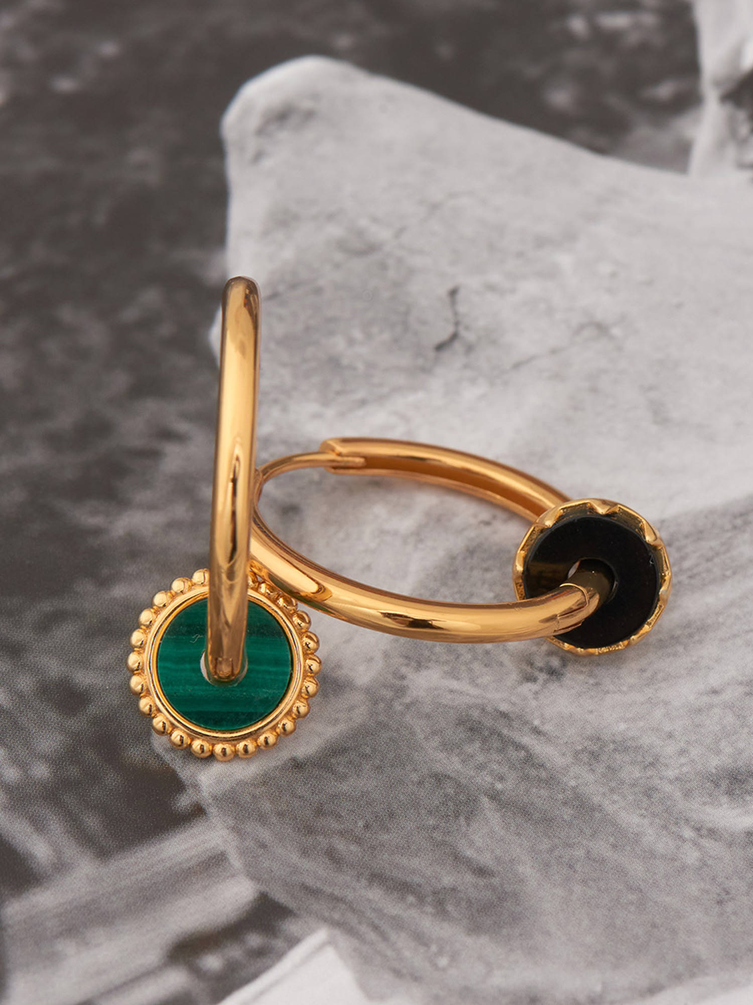 Pair of Gold Earrings with Gemstone Charms - 18ct Gold Vermeil - Heyrlome Jewellery