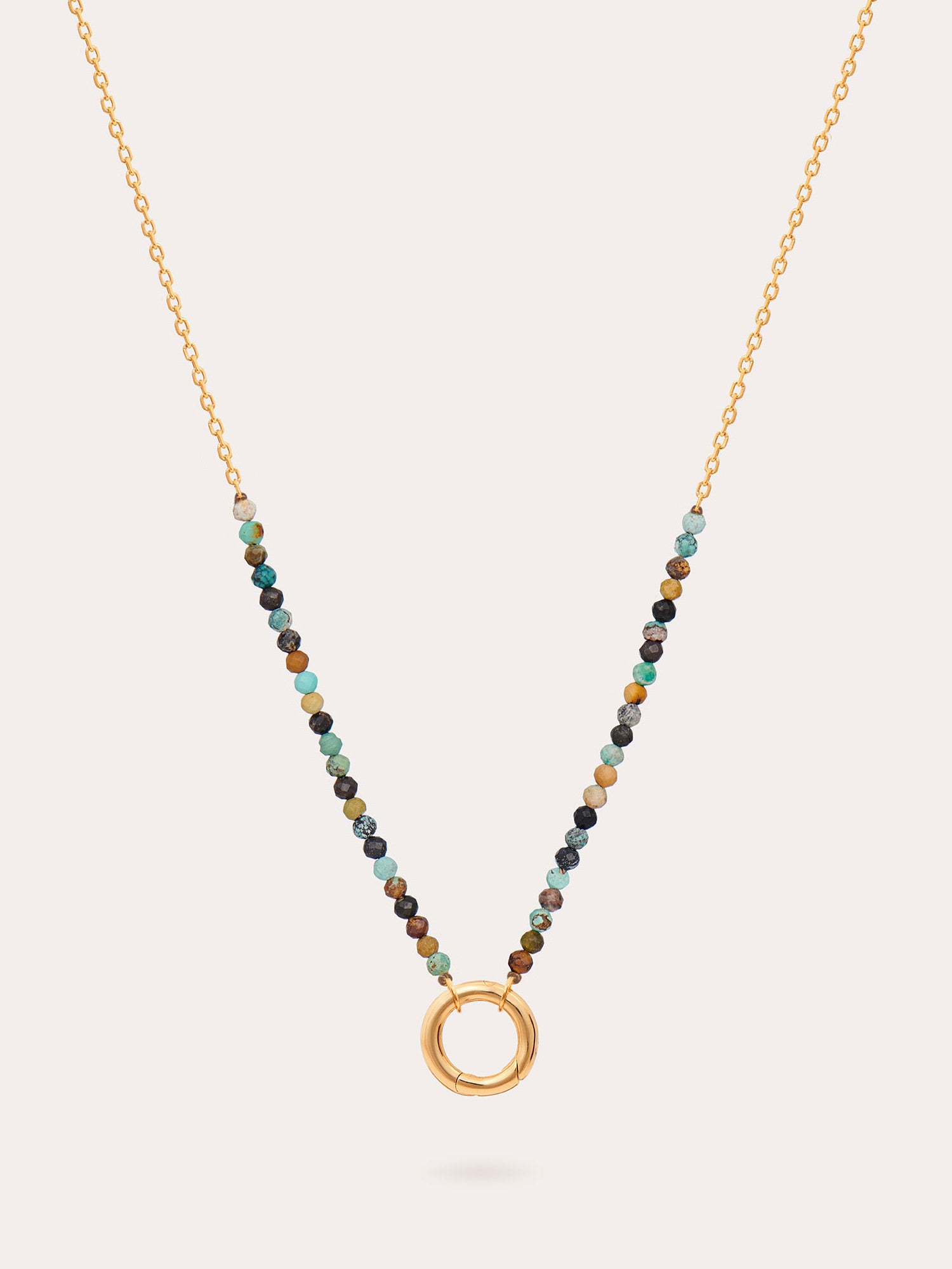 Hubei Turquoise Beaded Clasp Gold Necklace - 18ct Gold Vermeil - Heyrlome Jewellery