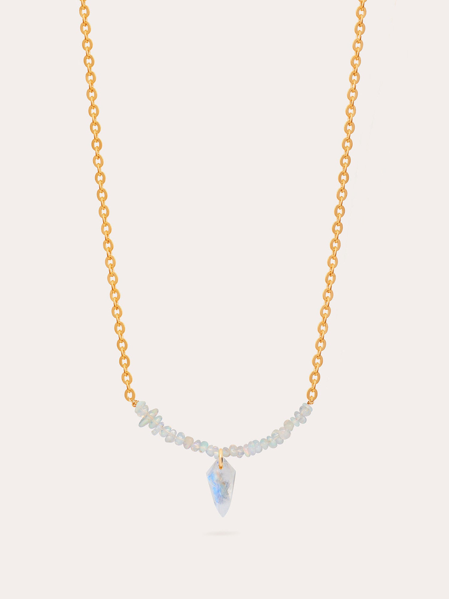 Beaded Gold Charm Necklace - 18ct Gold Vermeil and Ethiopian Opal - Heyrlome Jewellery