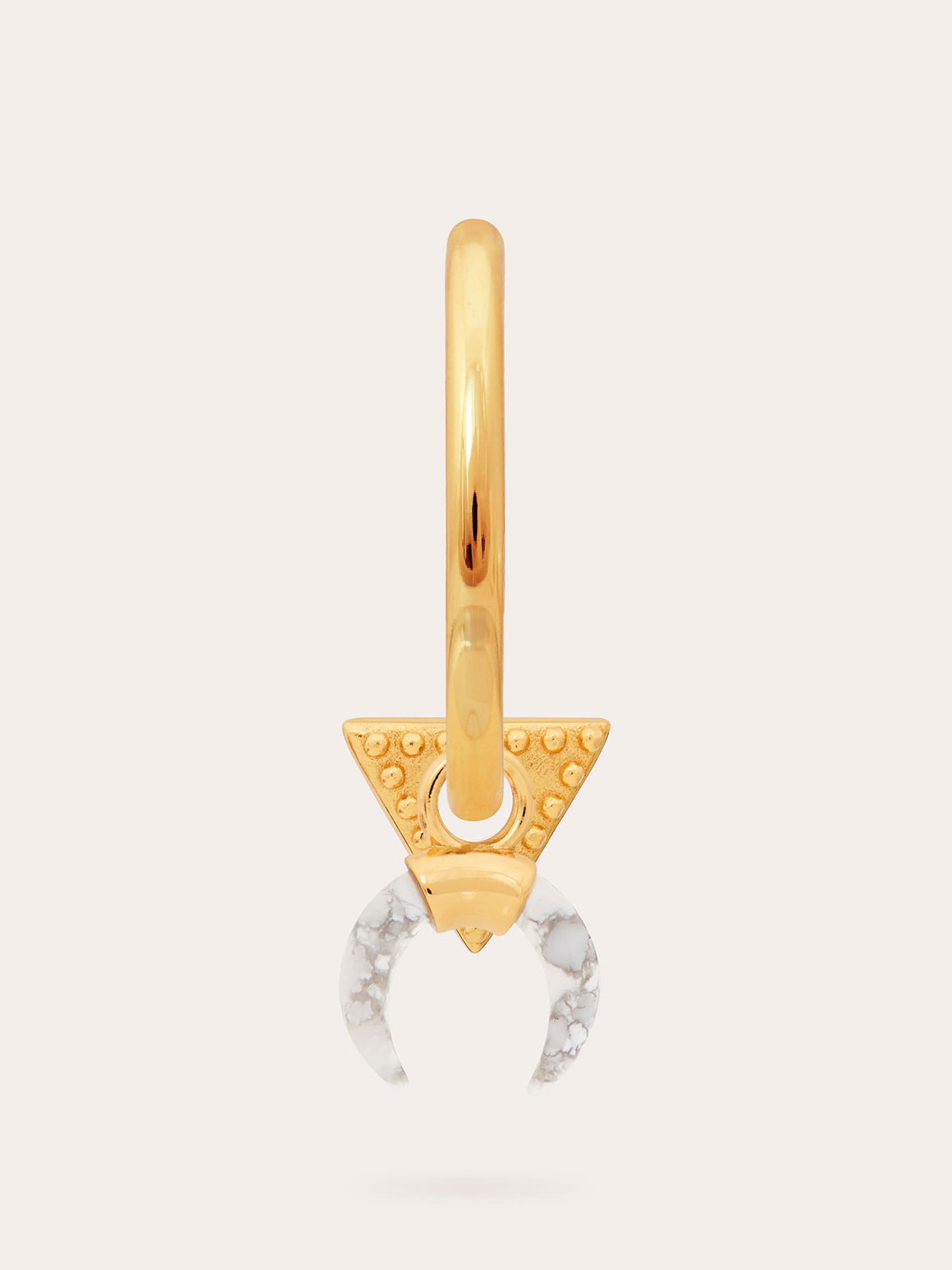 Interchangeable Charm Gold Hoops - 18ct Gold Vermeil and White Howlite - Heyrlome Jewellery