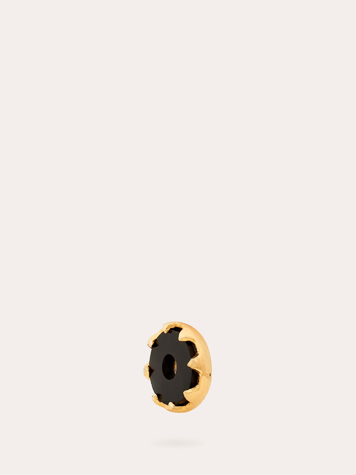 Side View of Black Onyx Gold Disc Charm - 18ct Gold Vermeil - Heyrlome Jewellery