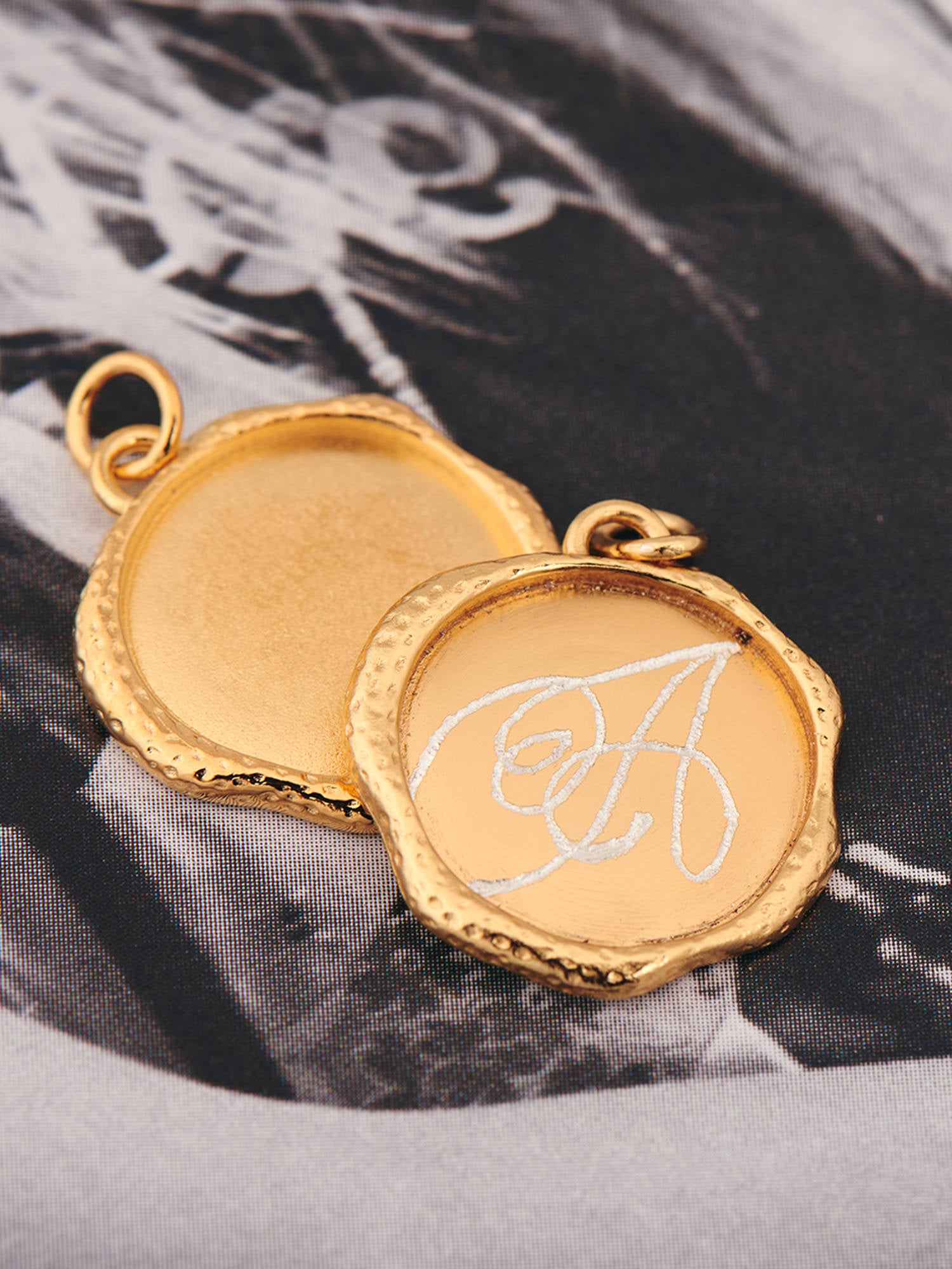 Set of Two Engravable Monogram Seal Gold Pendant - 18ct Gold Vermeil - Heyrlome Jewellery