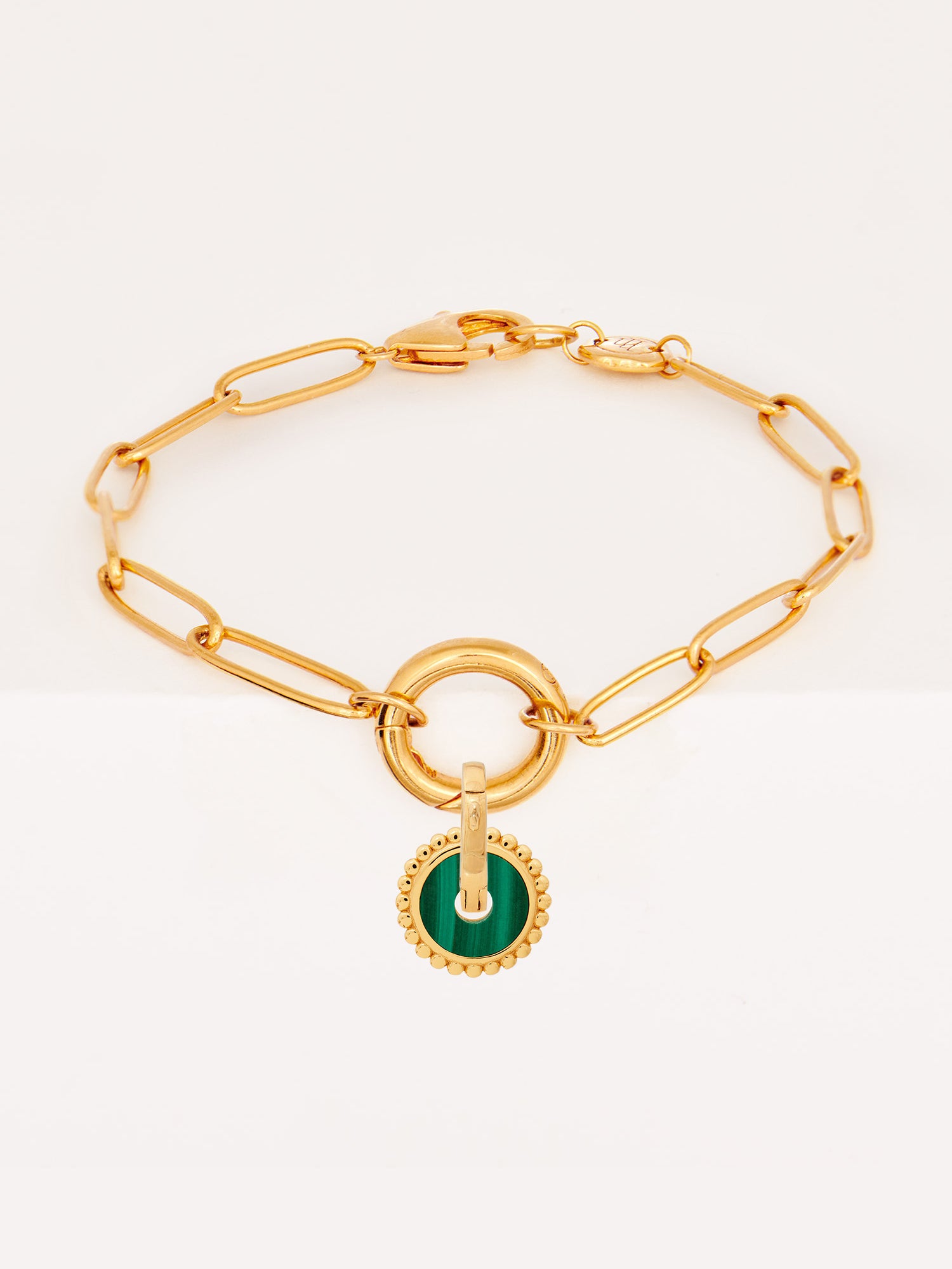 Gold Vermeil Malachite Charm Bracelet - Heyrlome Jewellery