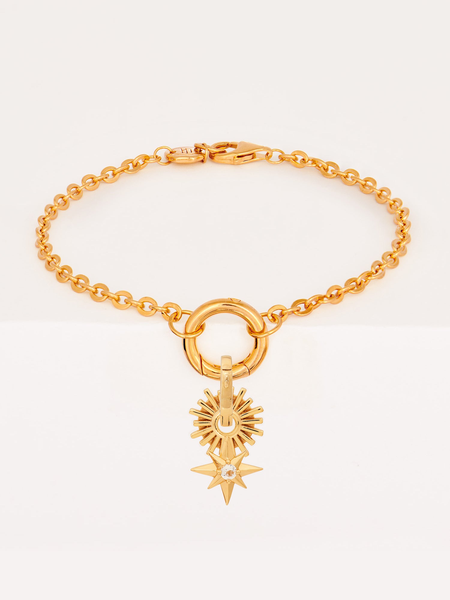 Gold Vermeil path of Life Charm Bracelet - White Topaz - Heyrlome Jewellery