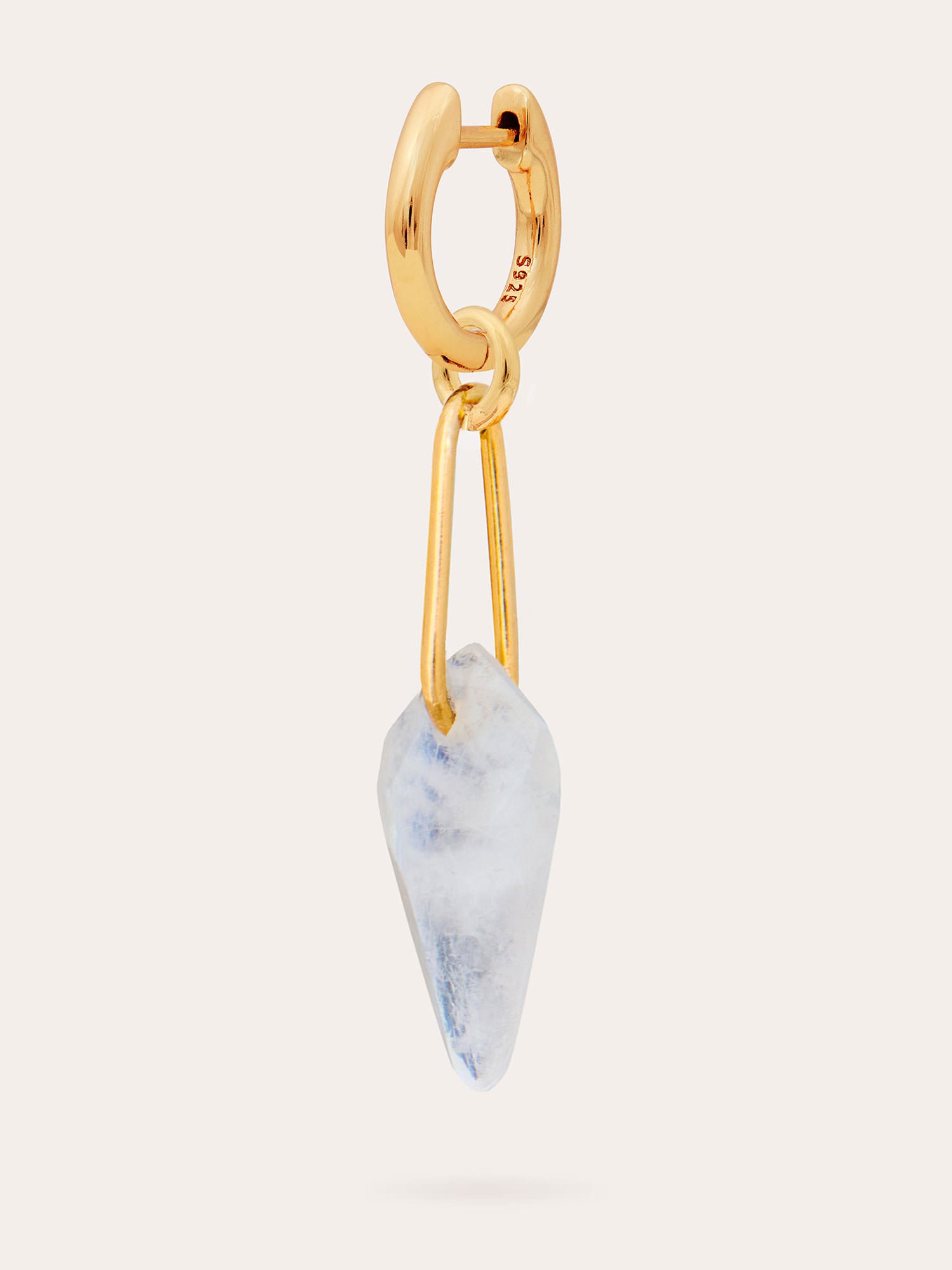 Drop Moonstone Charm Huggie Earrings - 18ct Gold Vermeil - Heyrlome Jewellery