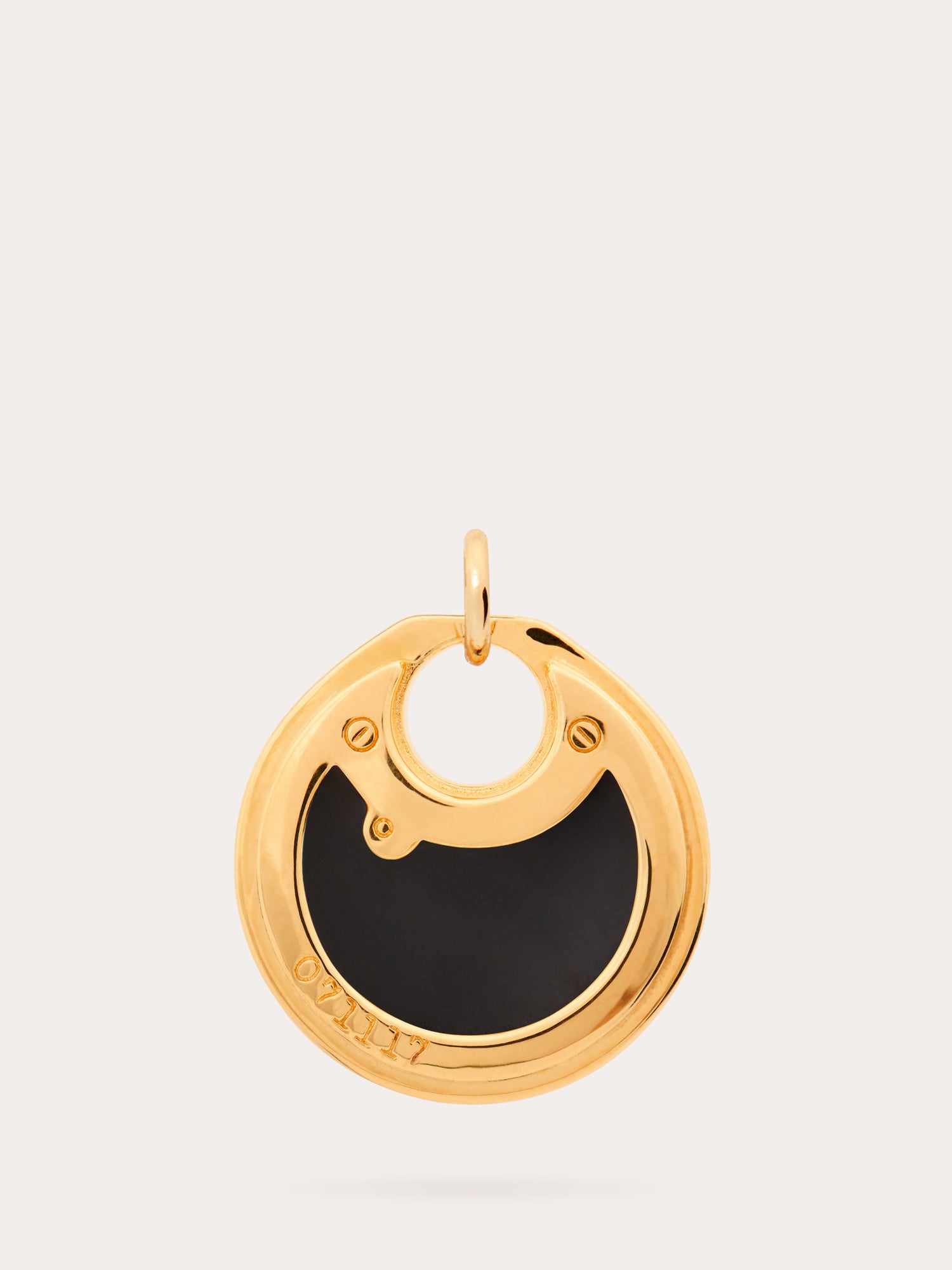 Black Enamel Padlock Gold Pendant - 18ct Gold Vermeil and Enamel- Heyrlome Jewellery