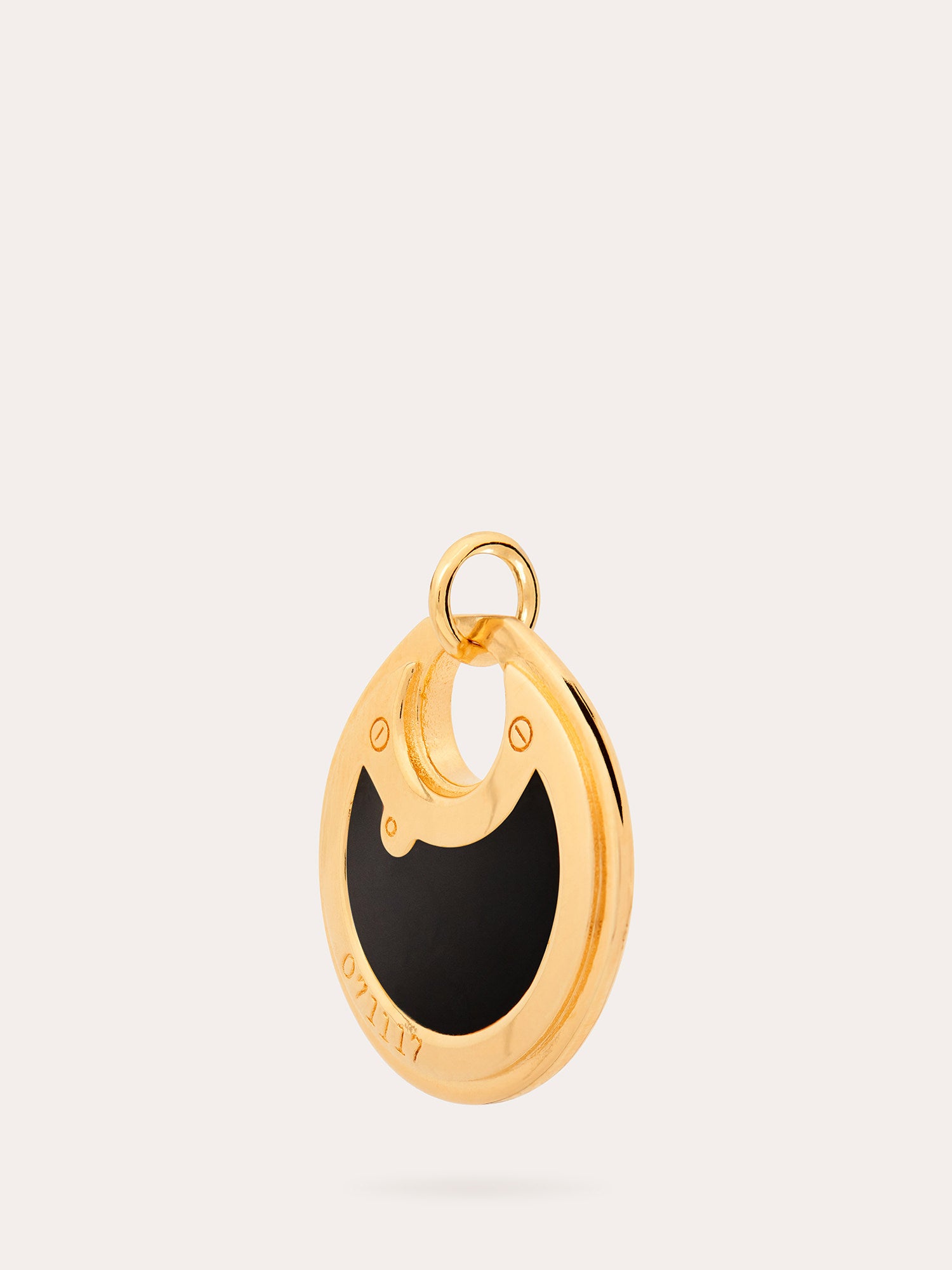 Side View of Black Enamel Padlock Gold Pendant - 18ct Gold Vermeil and Enamel- Heyrlome Jewellery