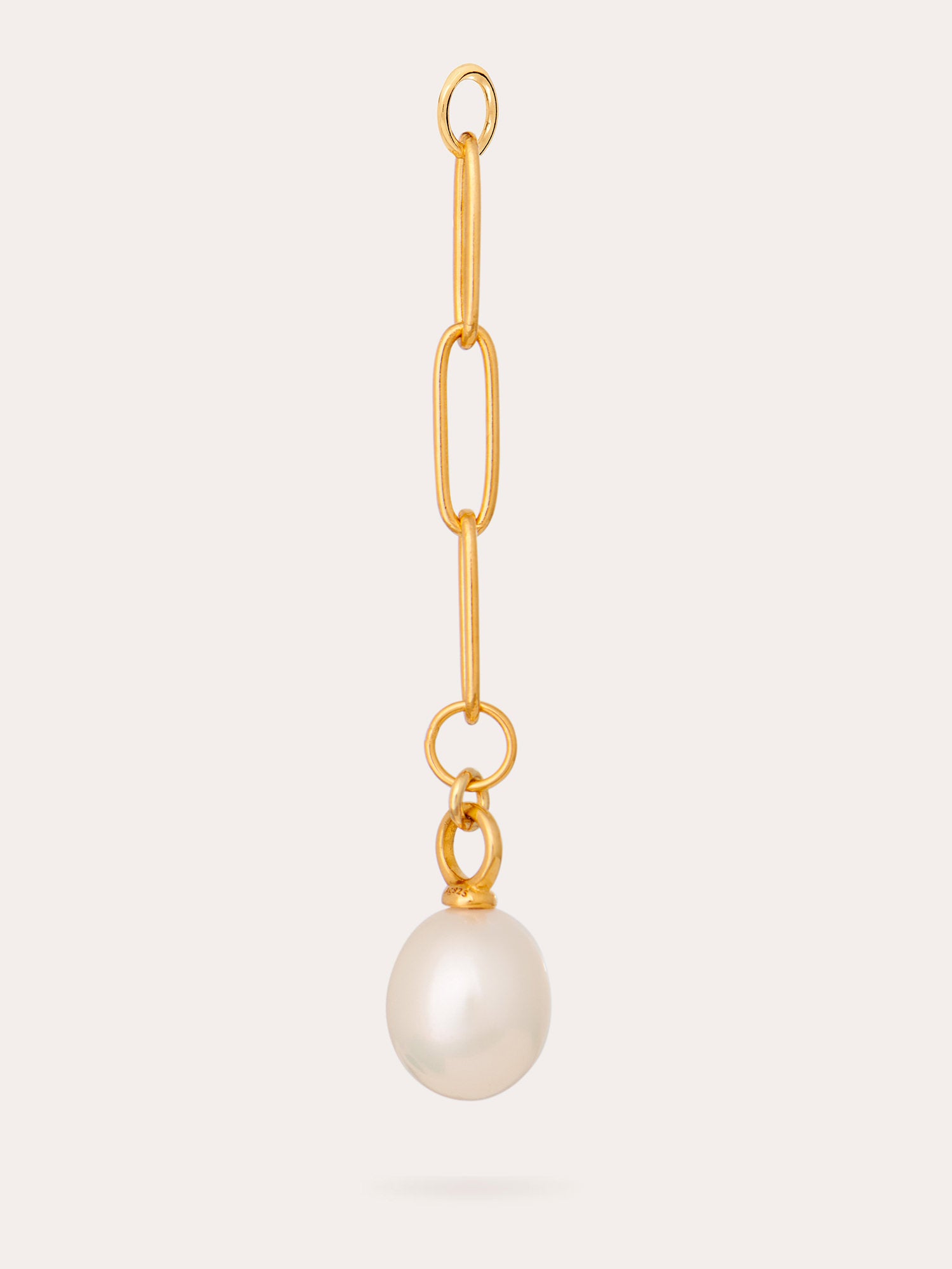 Side View of Drop Chain Gold Pearl Charm - 18ct Gold Vermeil - Heyrlome Jewellery