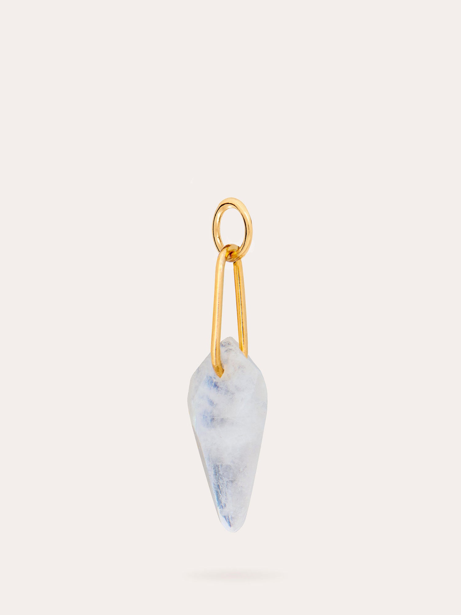 Side View of Moonstone Shield Drop Gold Charm - 18ct Gold Vermeil and Moonstone - Heyrlome Jewellery