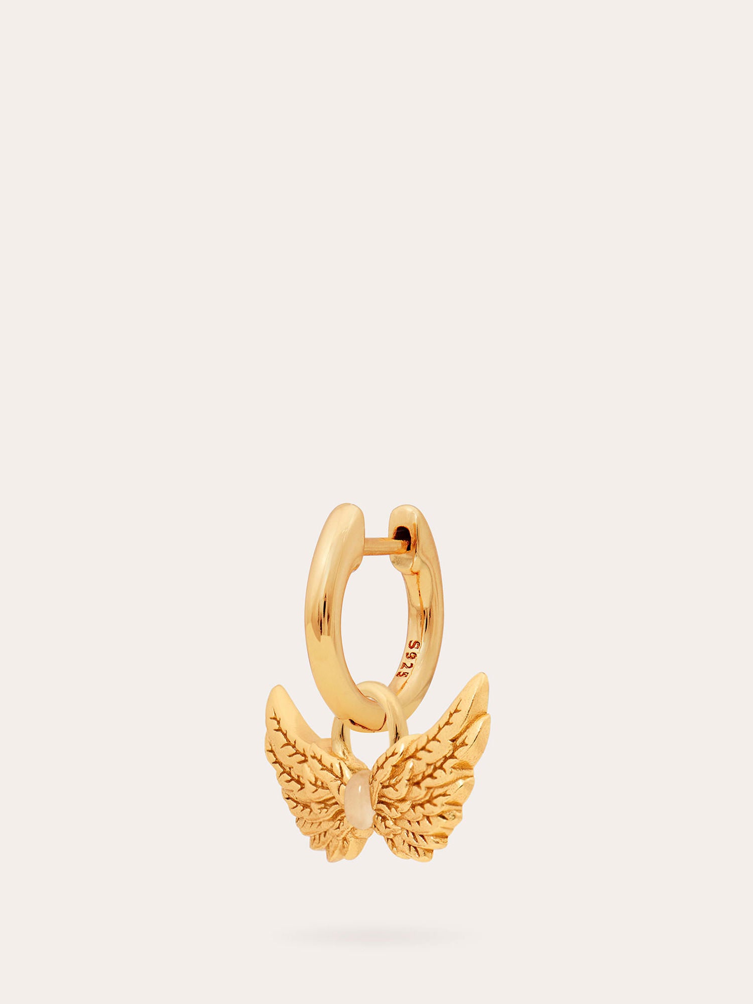 Wings of Love Gold Huggie Hoop Earrings - 18ct Gold Vermeil and Opal - Heyrlome Jewellery