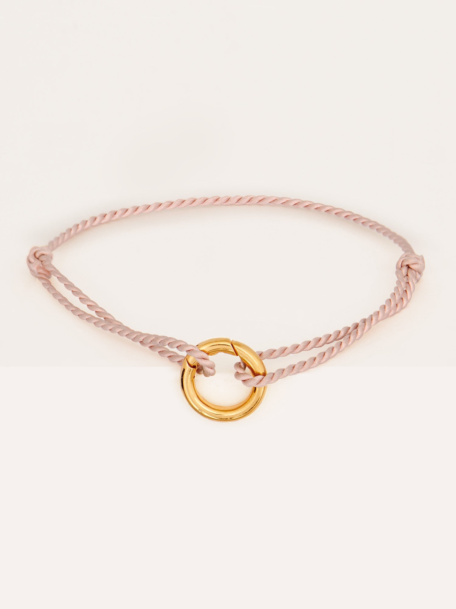 Adjustable Soft Pink Cord Bracelet - 18ct Gold Vermeil and Natural Silk - Heyrlome Jewellery