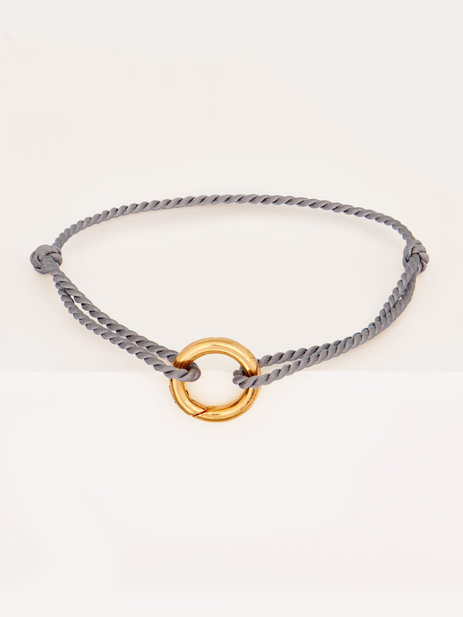 Adjustable Soft Grey Silk Cord Bracelet - 18ct Gold Vermeil and Natural Silk - Heyrlome Jewellery