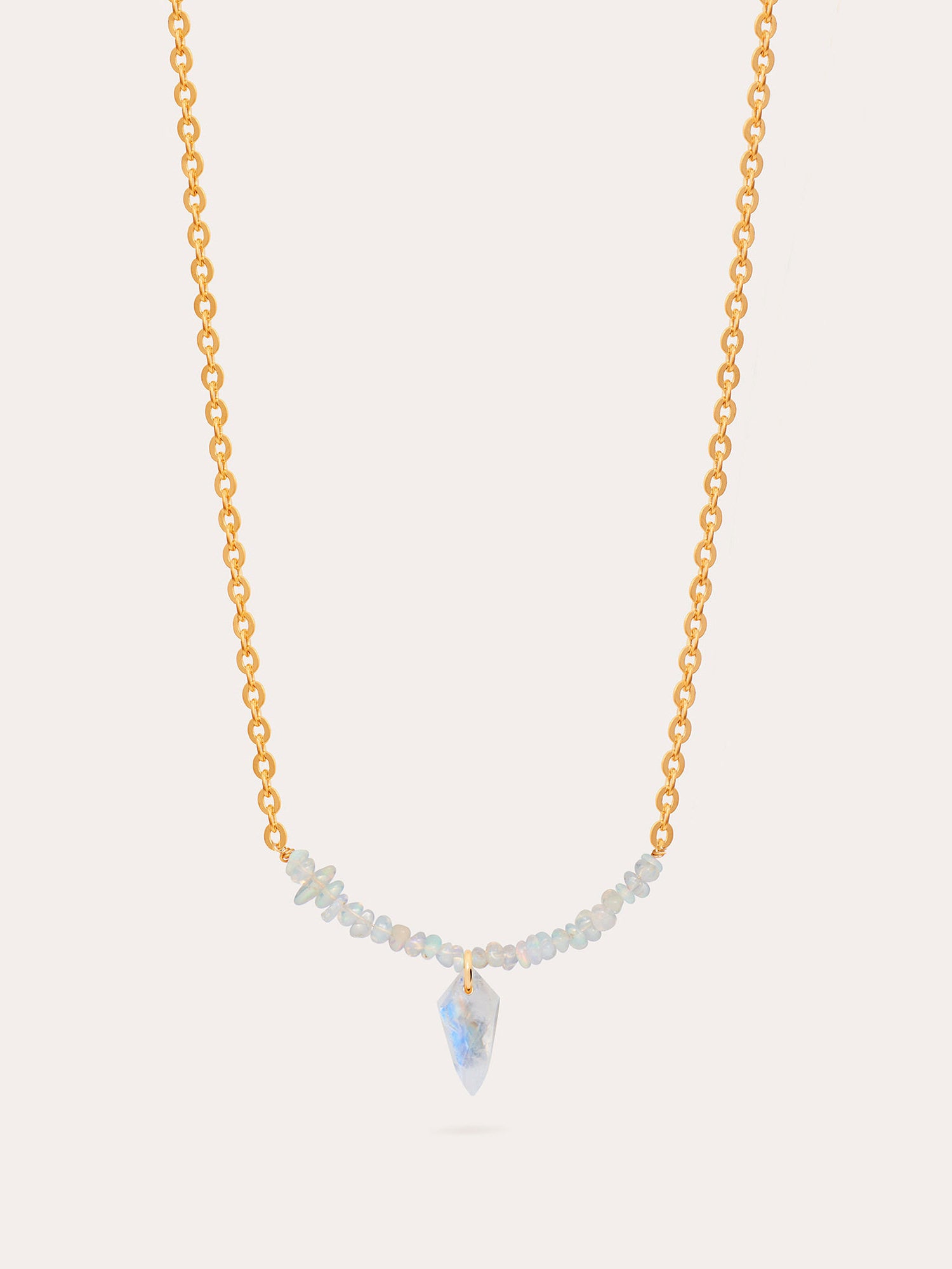 Beaded Gold Charm Necklace - 18ct Gold Vermeil and Ethiopian Opal - Heyrlome Jewellery