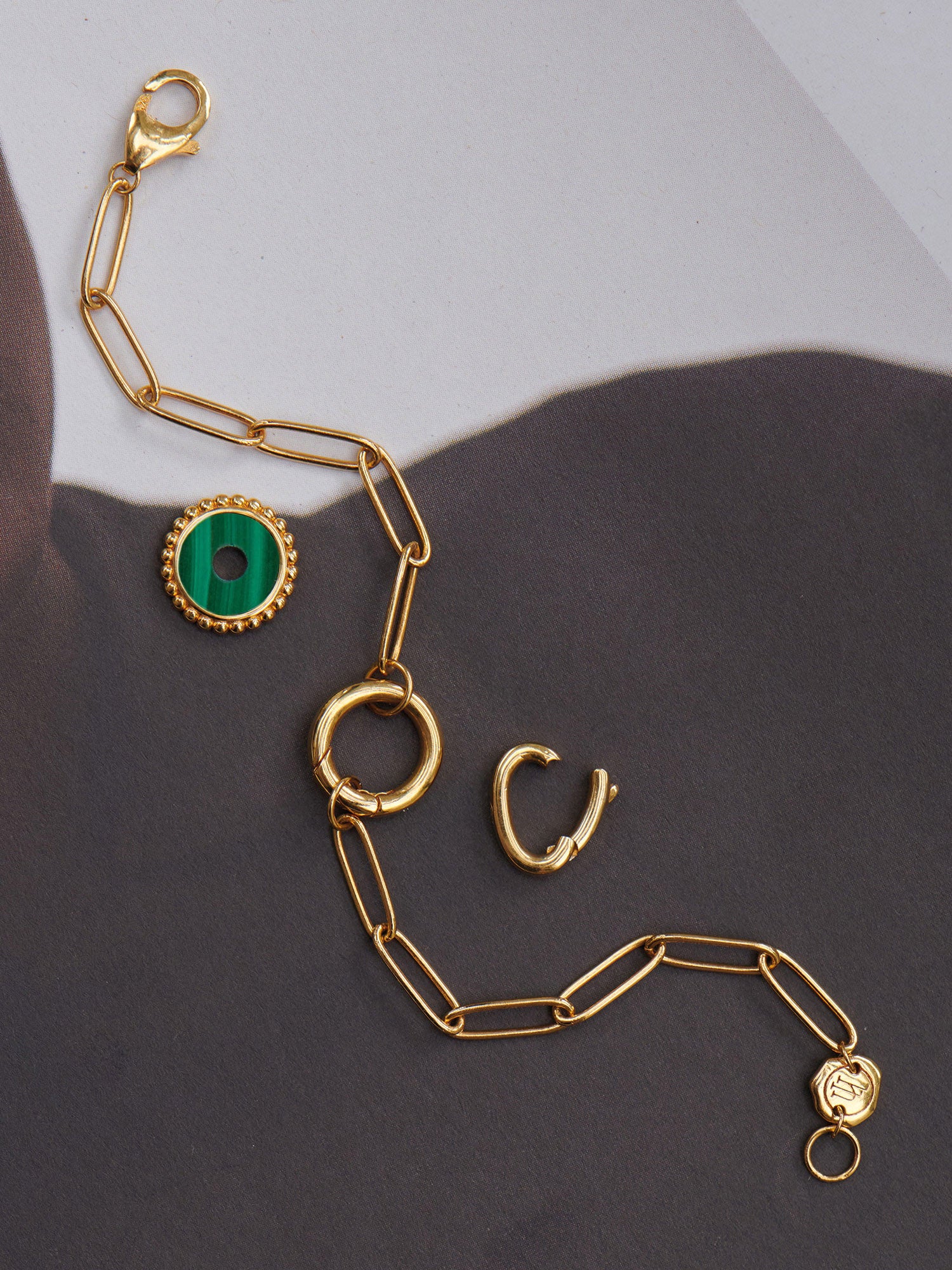 Gold Vermeil Protection Charm Bracelet - Malachite - Heyrlome Jewellery