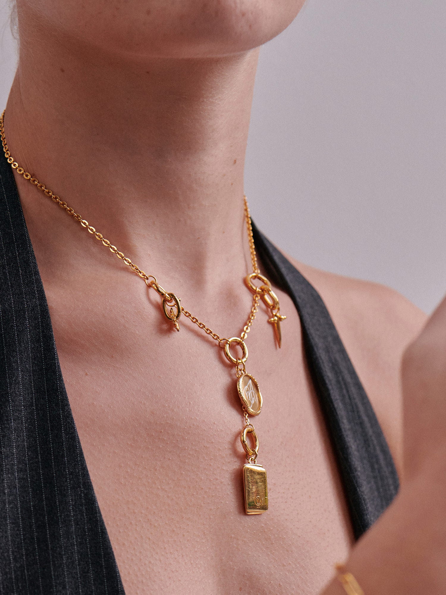 Fine Drop Chain Clasp Gold Connector on Necklace - 18ct Gold Vermeil - Heyrlome Jewellery