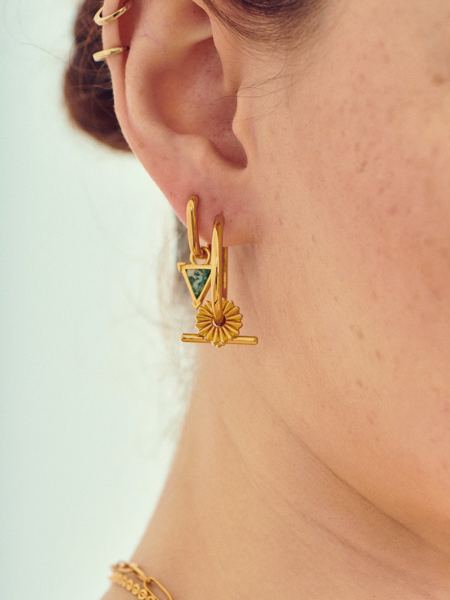 Gold Charm Hoop Earrings - 18ct Gold Vermeil - Heyrlome Jewellery