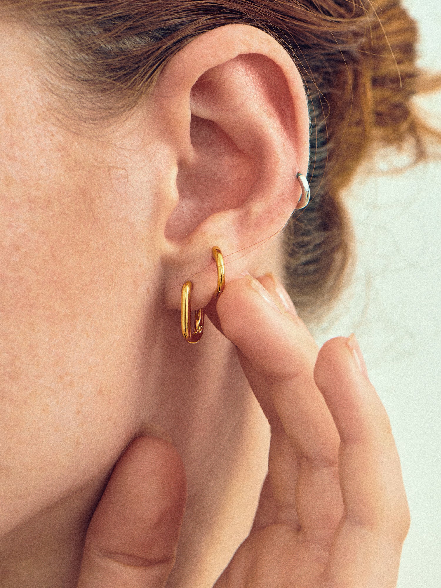 Small Elongated Gold Earrings - 18ct Gold Vermeil - Heyrlome Jewellery