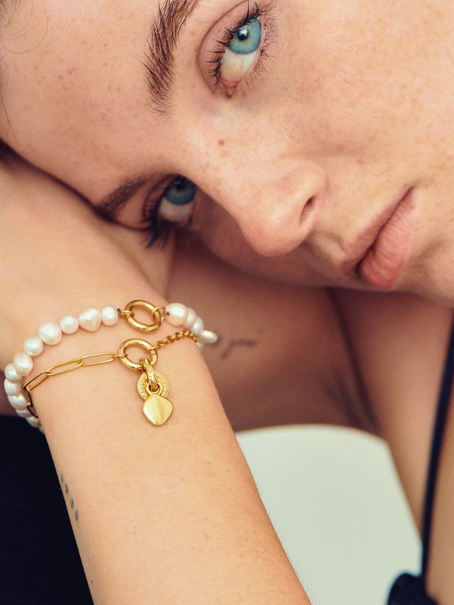 Bracelet Stack with Gold Vermeil Self Love Charm Bracelet - Heyrlome Jewellery