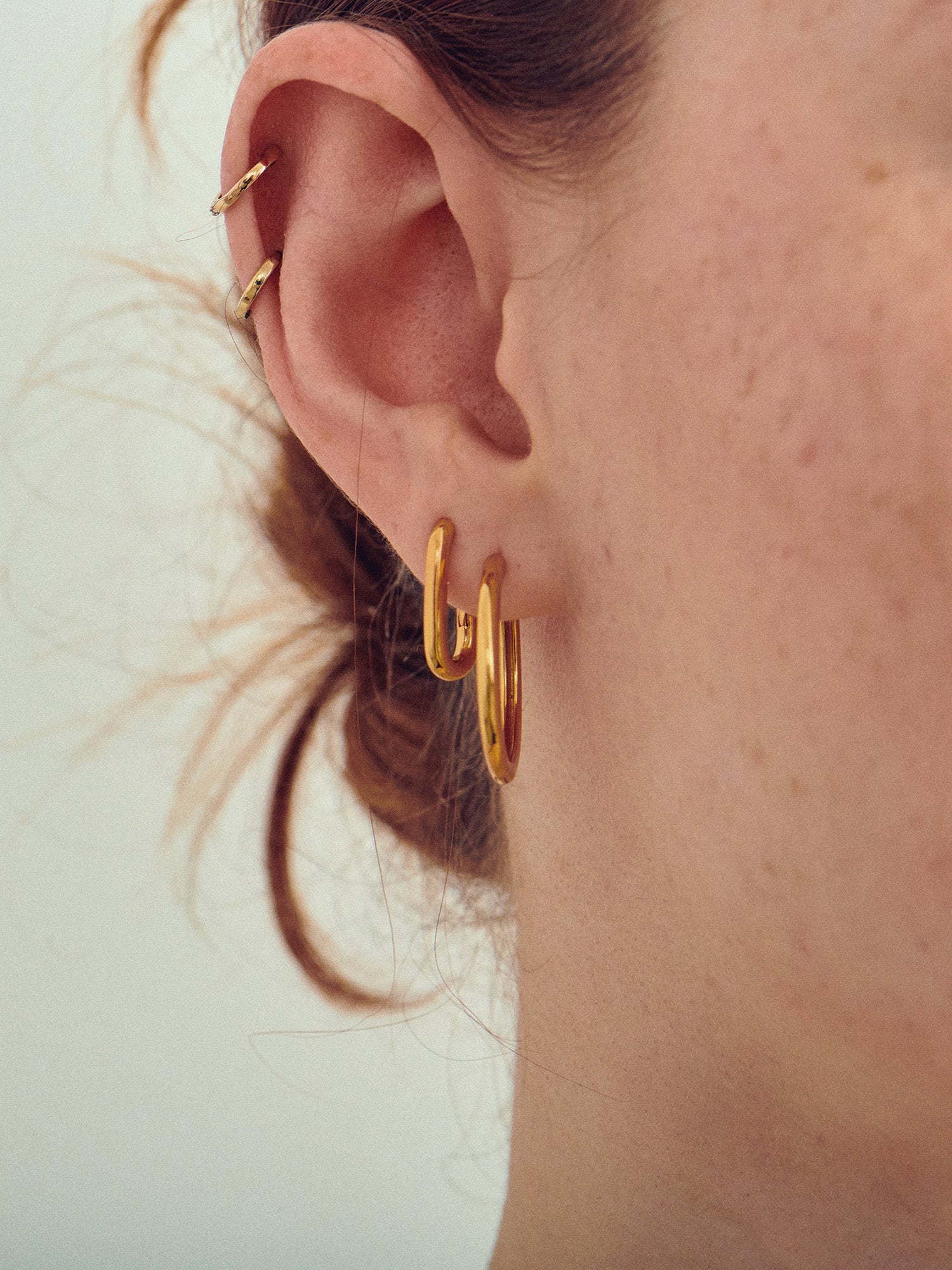 Tall Elongated Gold Hoop Earrings - 18ct Gold Vermeil - Heyrlome Jewellery