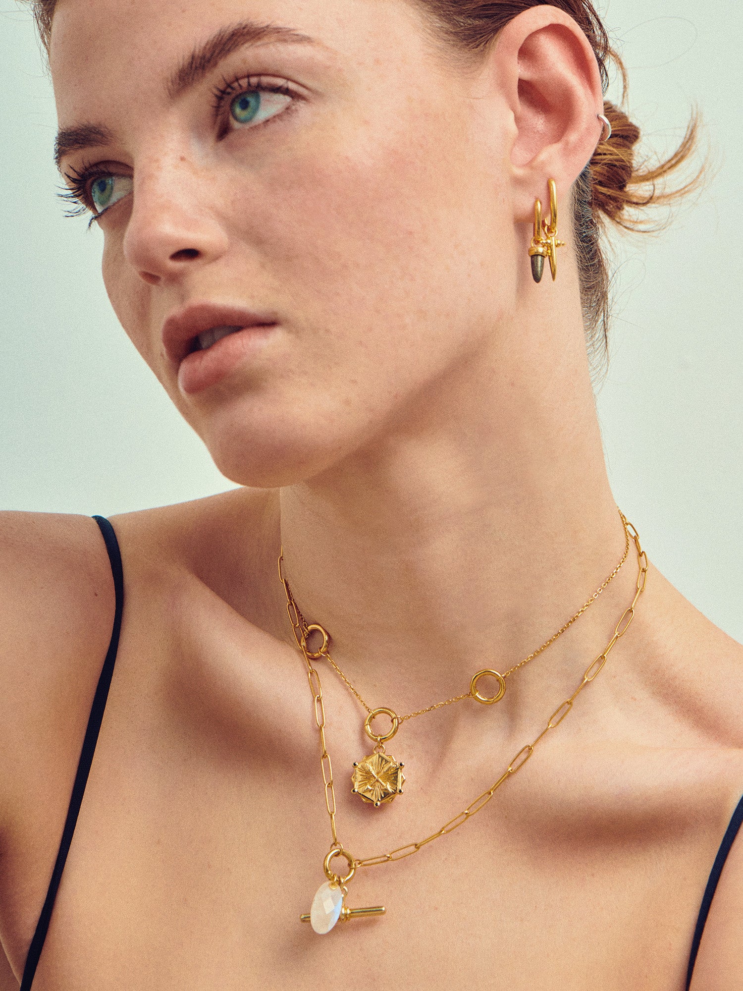 Moonstone and Lock Gold Necklace Set - 18ct Gold Vermeil and Moonstone - Heyrlome Jewellery