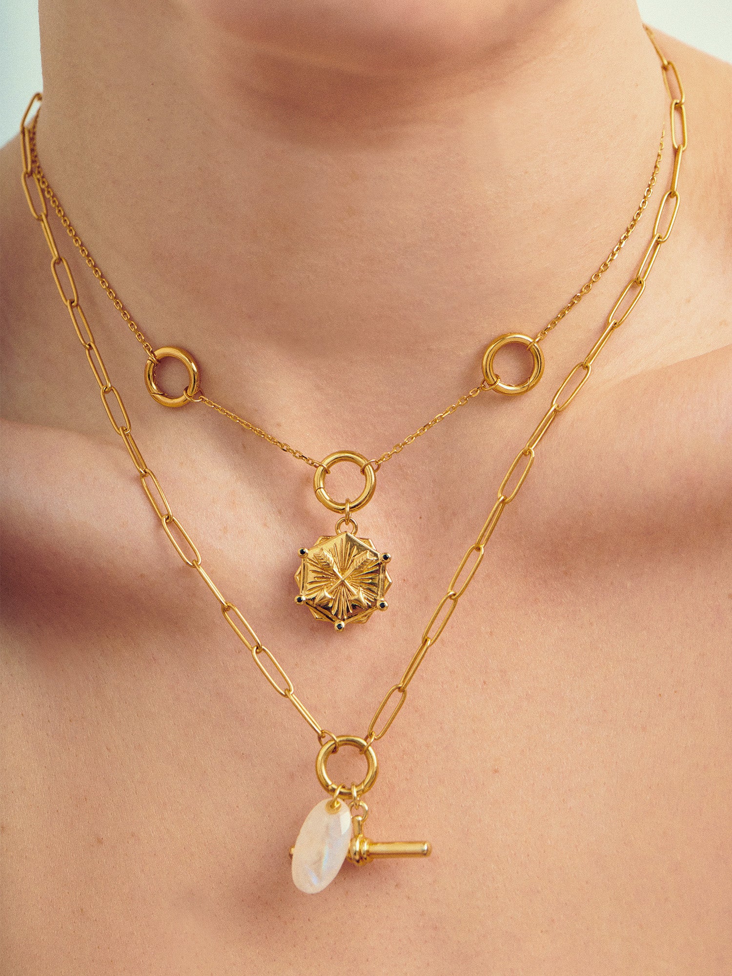 Layered Gold Chain Necklaces with Pendants - 18ct Gold Vermeil - Heyrlome Jewellery