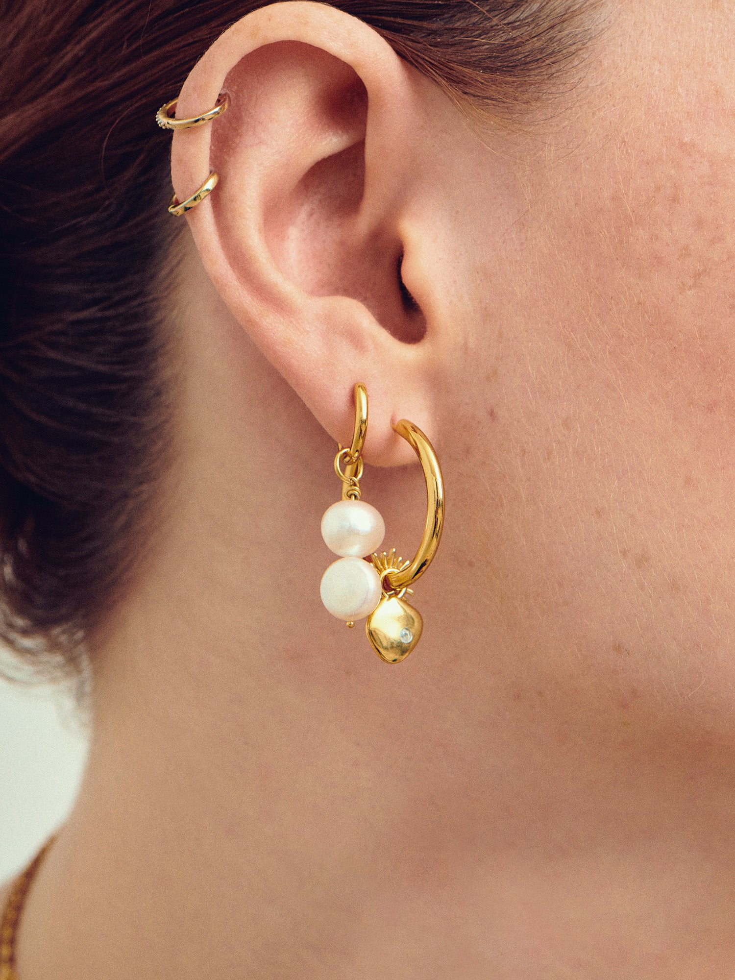 Earring Stack with Gold Hoop Earrings - 18ct Gold Vermeil - Heyrlome Jewellery