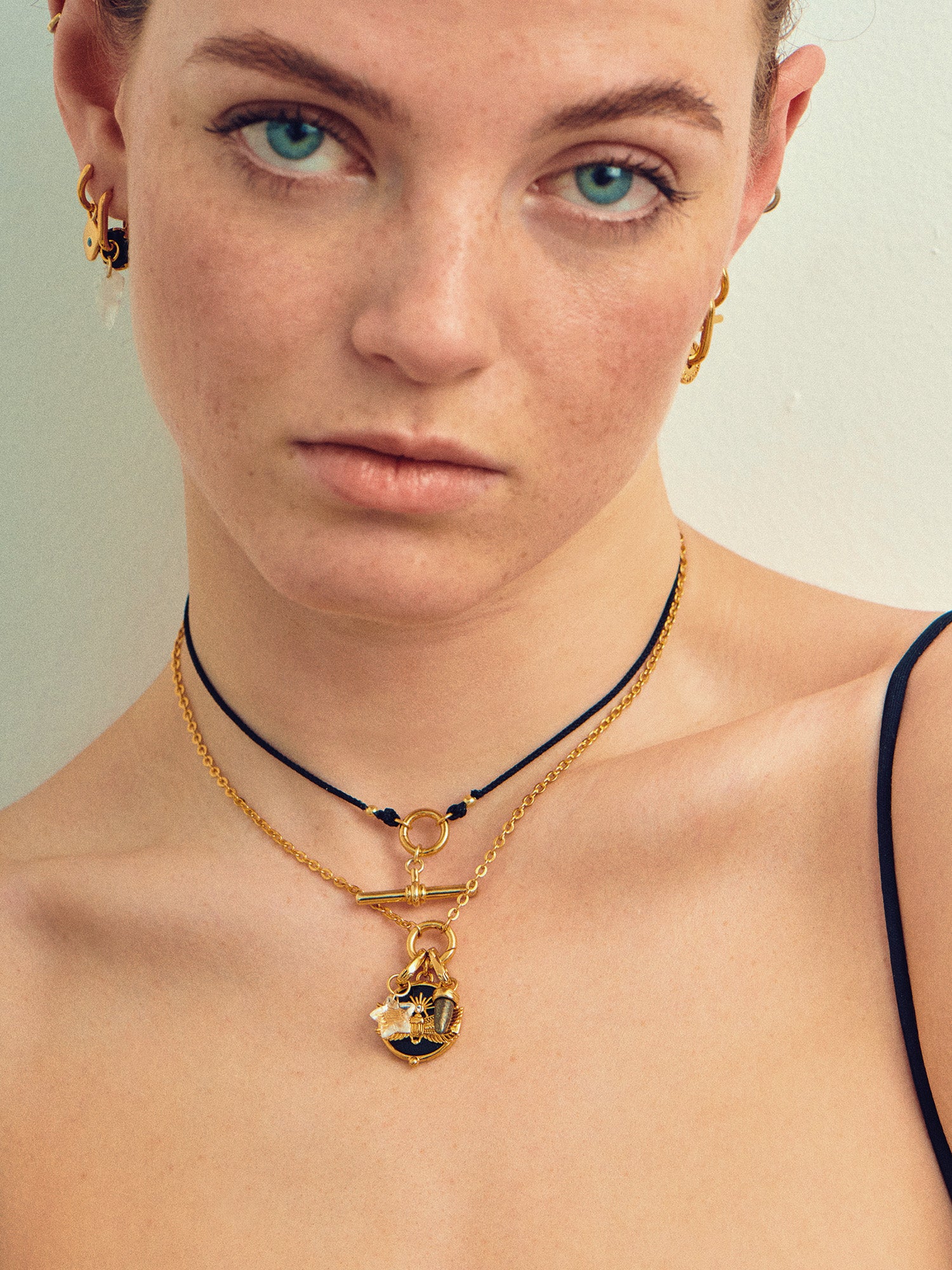 Necklace Stack with Cable Chain Necklace and Pendants- 18ct Gold Vermeil - Heyrlome Jewellery