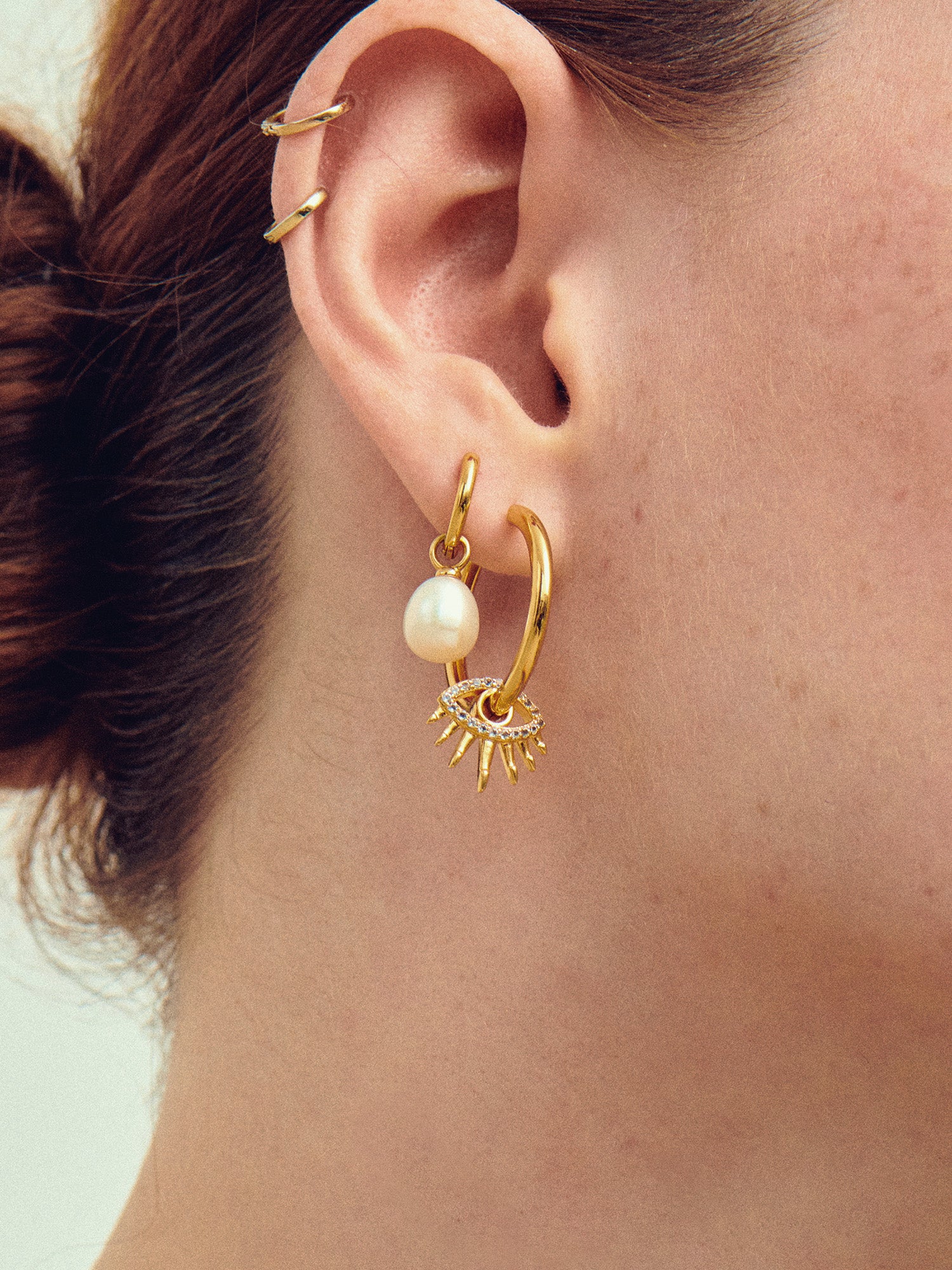 Pearl Charm Gold Earrings - 18ct Gold Vermeil - Heyrlome Jewellery