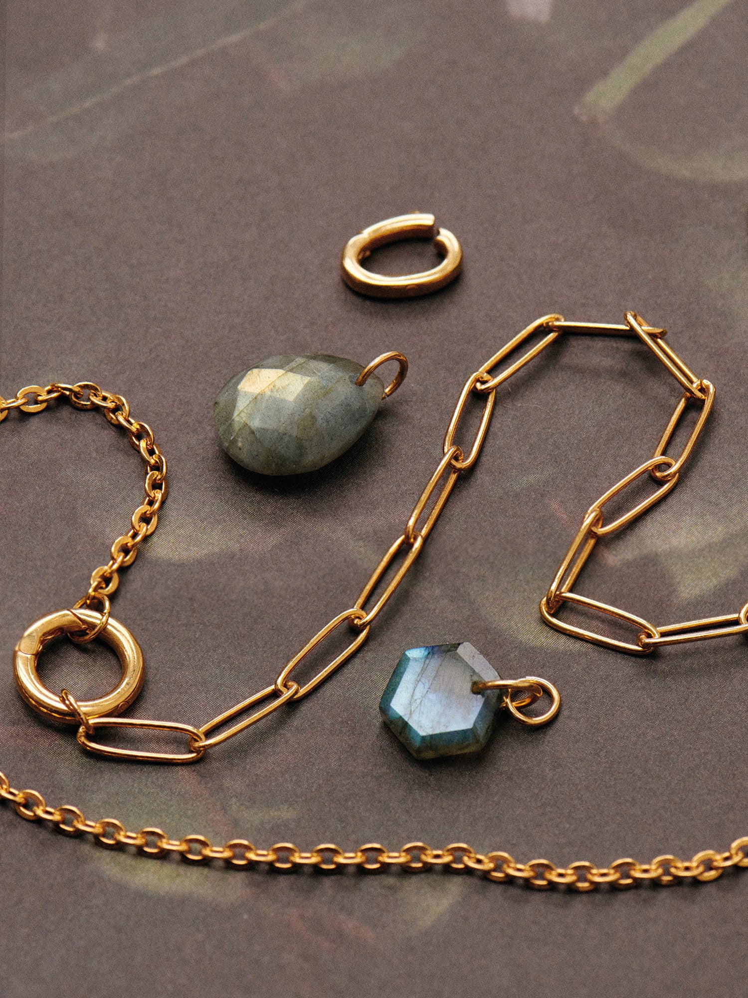 Labradorite Pendant Necklace Set - 18ct Gold Vermeil and Labradorite - Heyrlome Jewellery