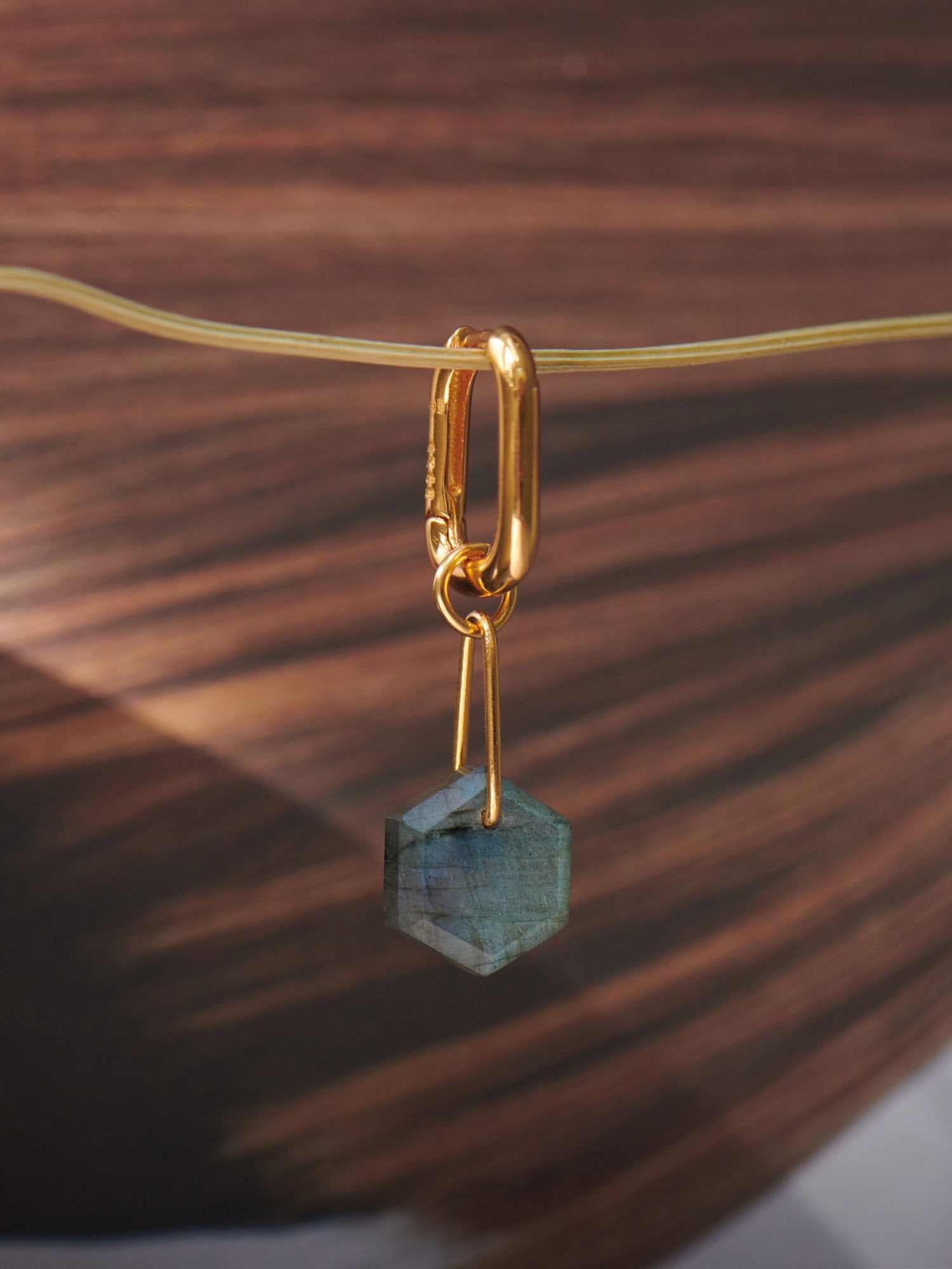 Drop Gemstone Charm Vermeil Earrings - Labradorite - Heyrlome Jewellery