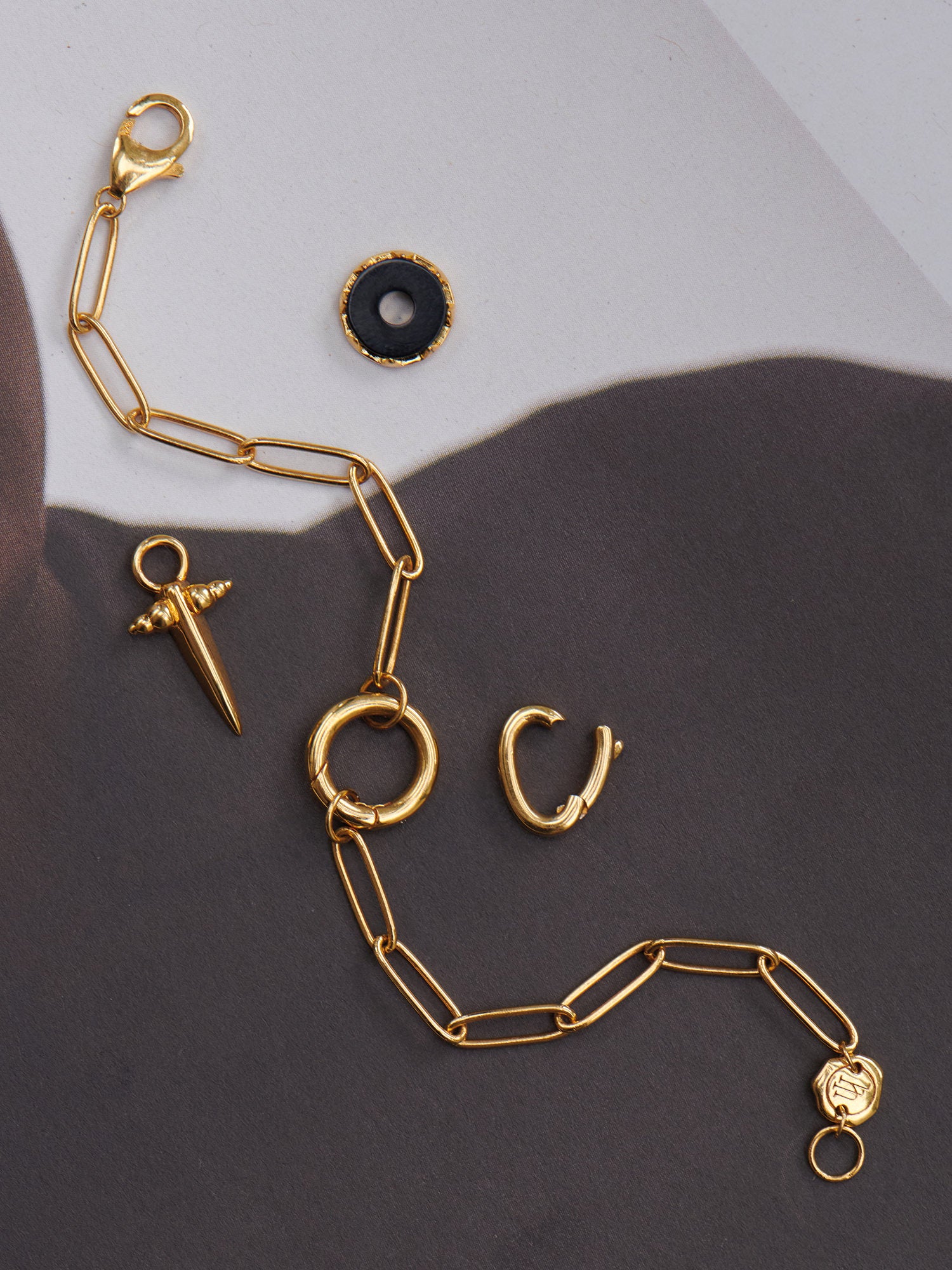 Gold Vermeil Black Onyx Charm Bracelet - Heyrlome Jewellery