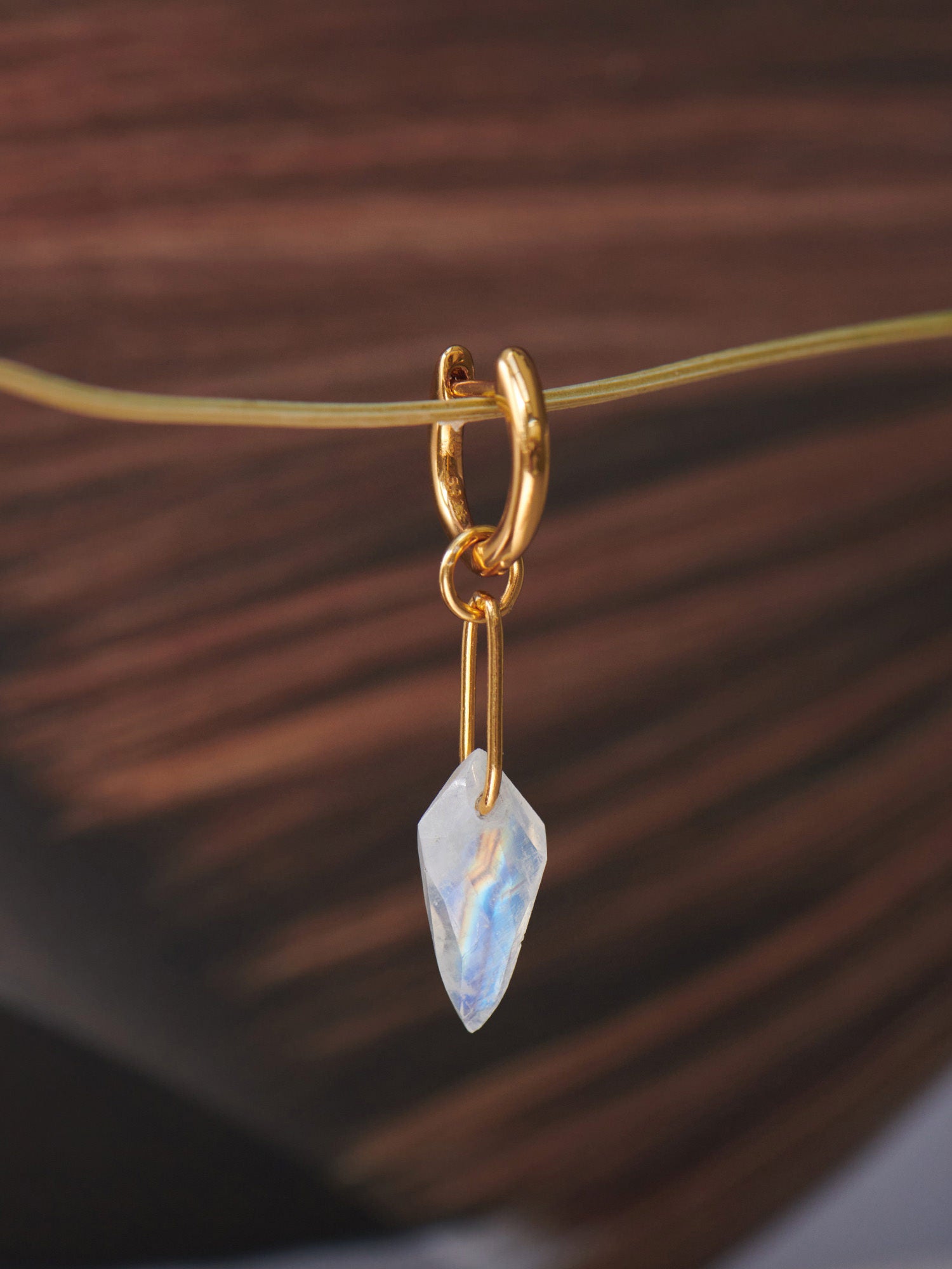 Shield Charm Earrings - Moonstone 18ct Gold Vermeil - Heyrlome Jewellery