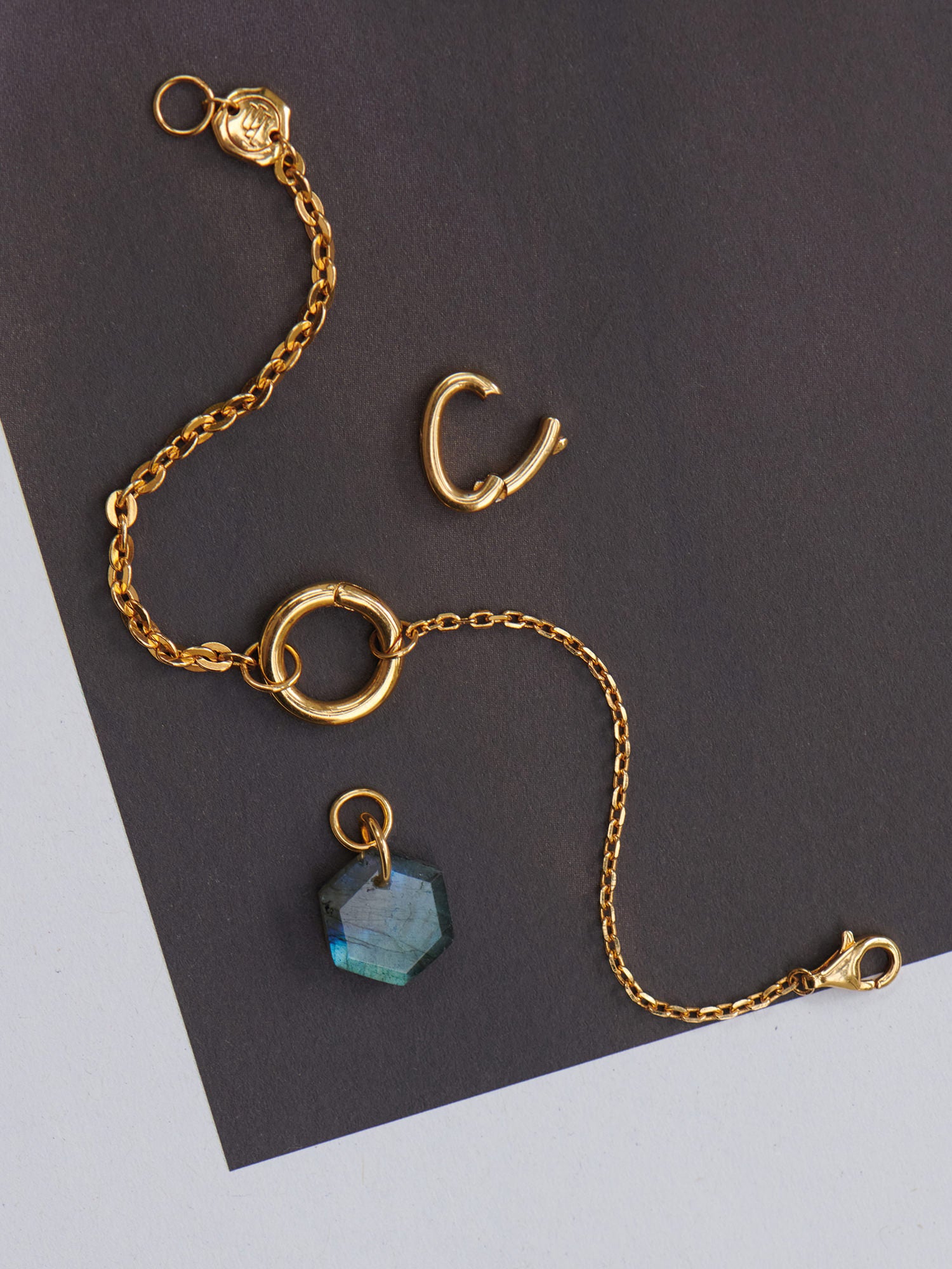 Gold Vermeil Harmony Charm Bracelet - Labradorite - Heyrlome Jewellery