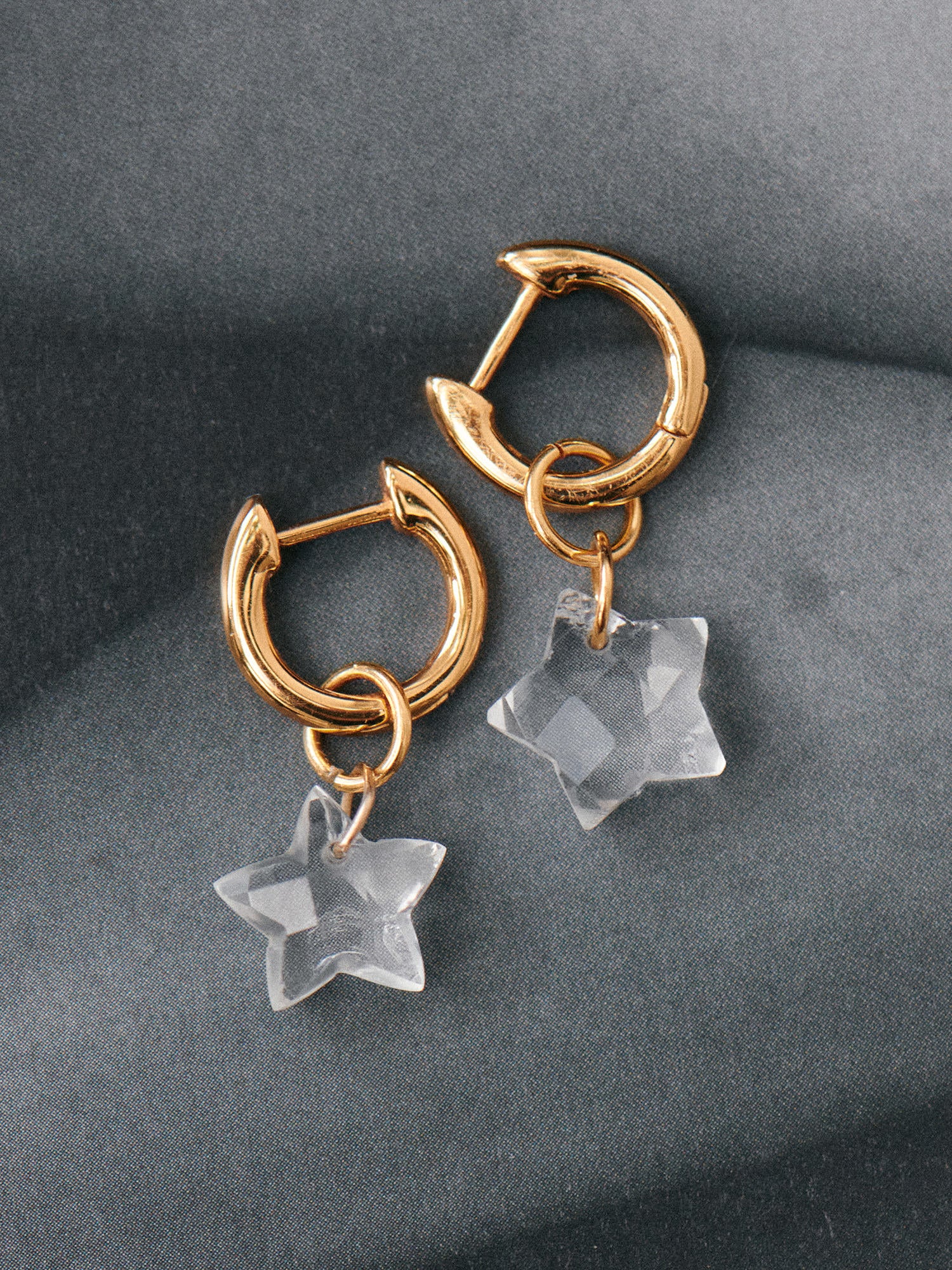 Stella Gold Charm Earrings - Clear Quartz and 18ct Gold Vermeil - Heyrlome Jewellery