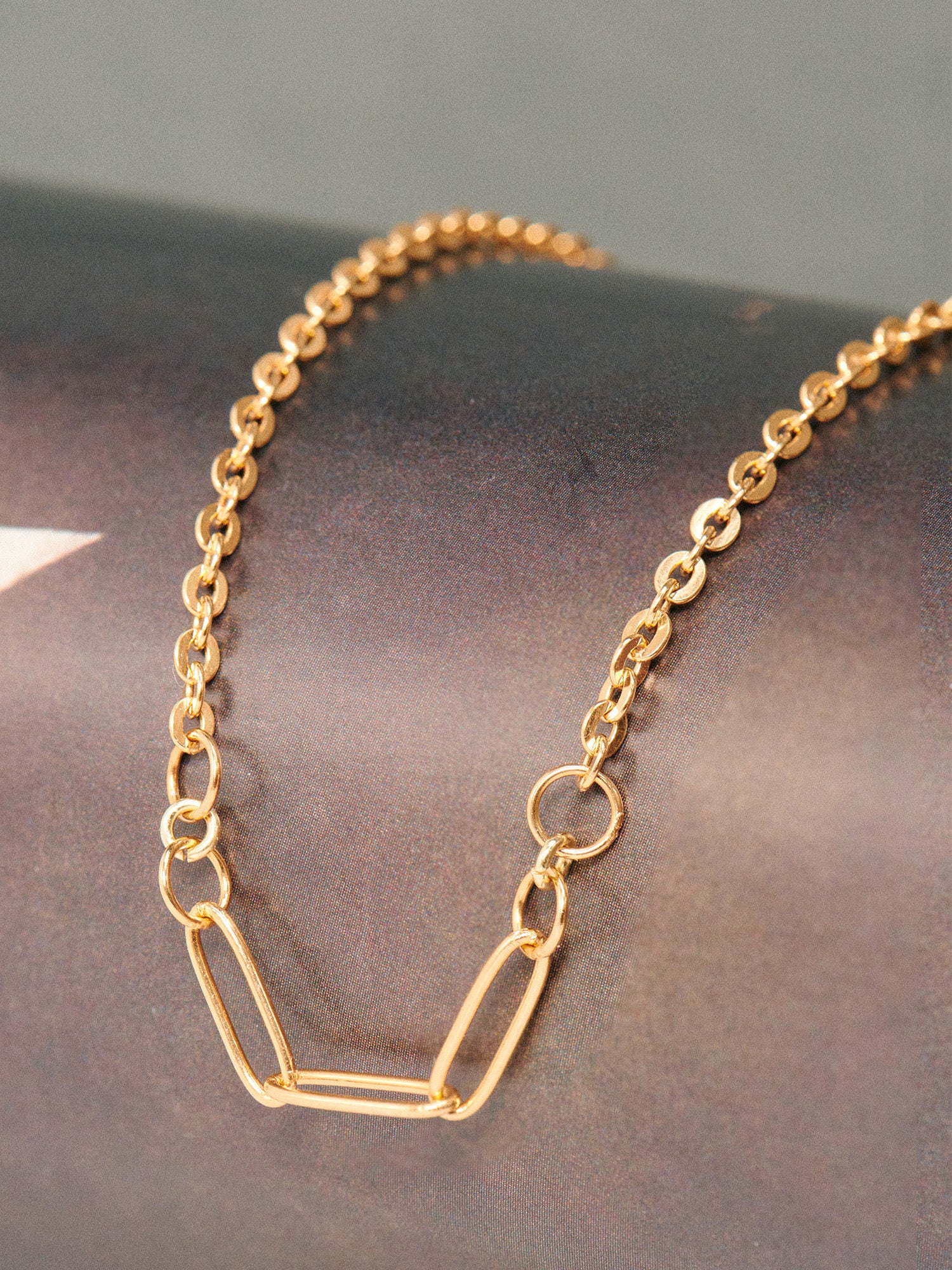 Paperlink Detail Chain Gold Chain Necklace - 18ct Gold Vermeil - Heyrlome Jewellery