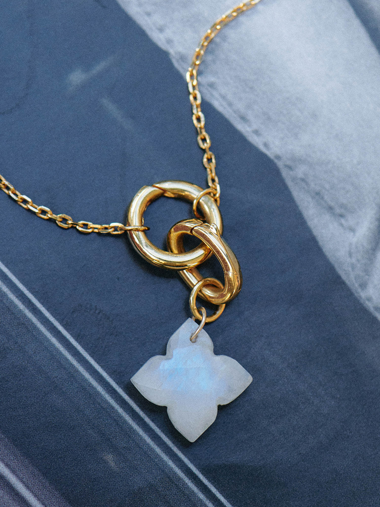 Cuckoo Flower Gold Charm - Moonstone and 18ct Gold Vermeil - Heyrlome Jewellery