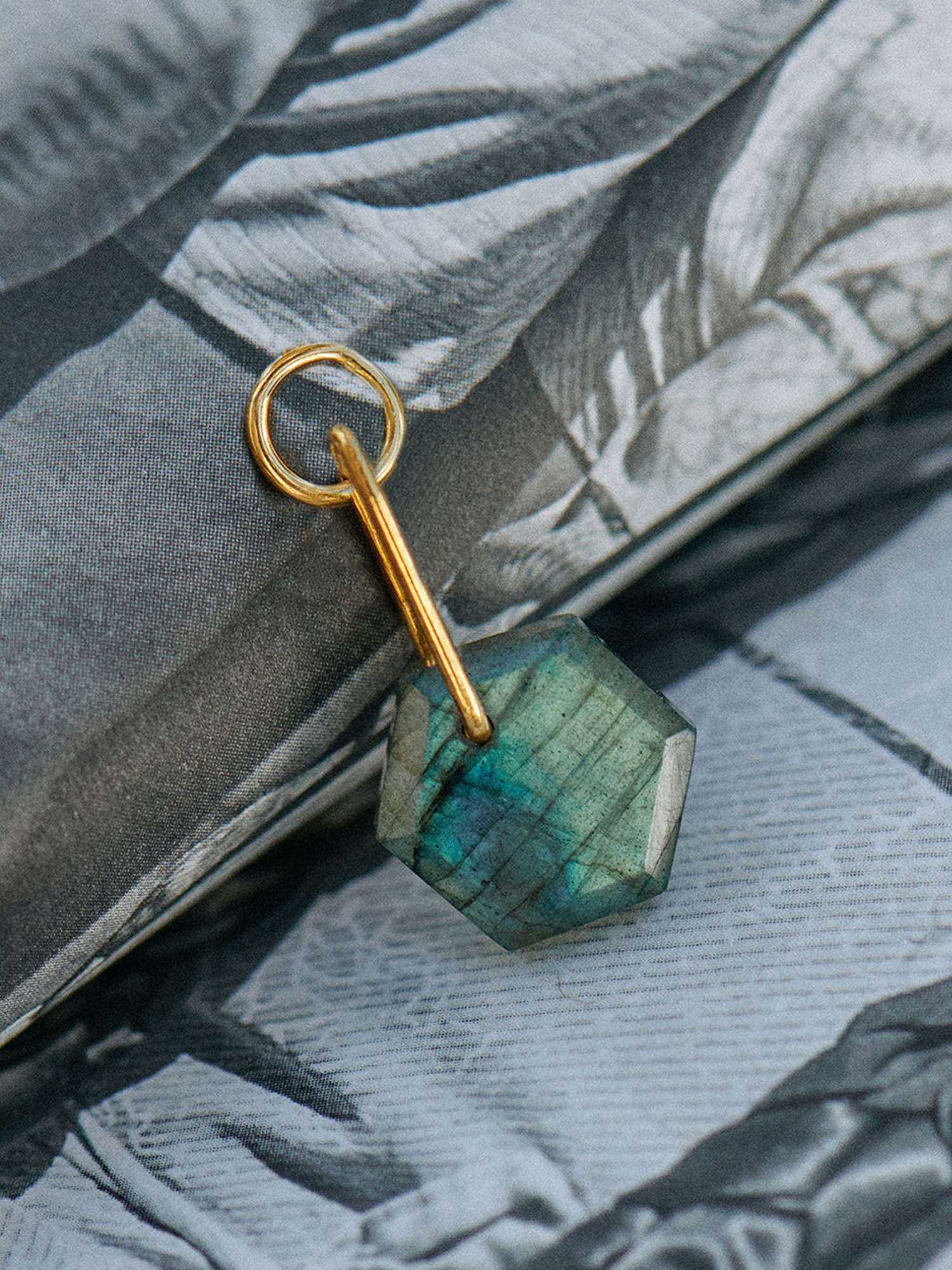 Gold Gemstone Charm - 18ct Gold Vermeil and Labradorite - Heyrlome Jewellery