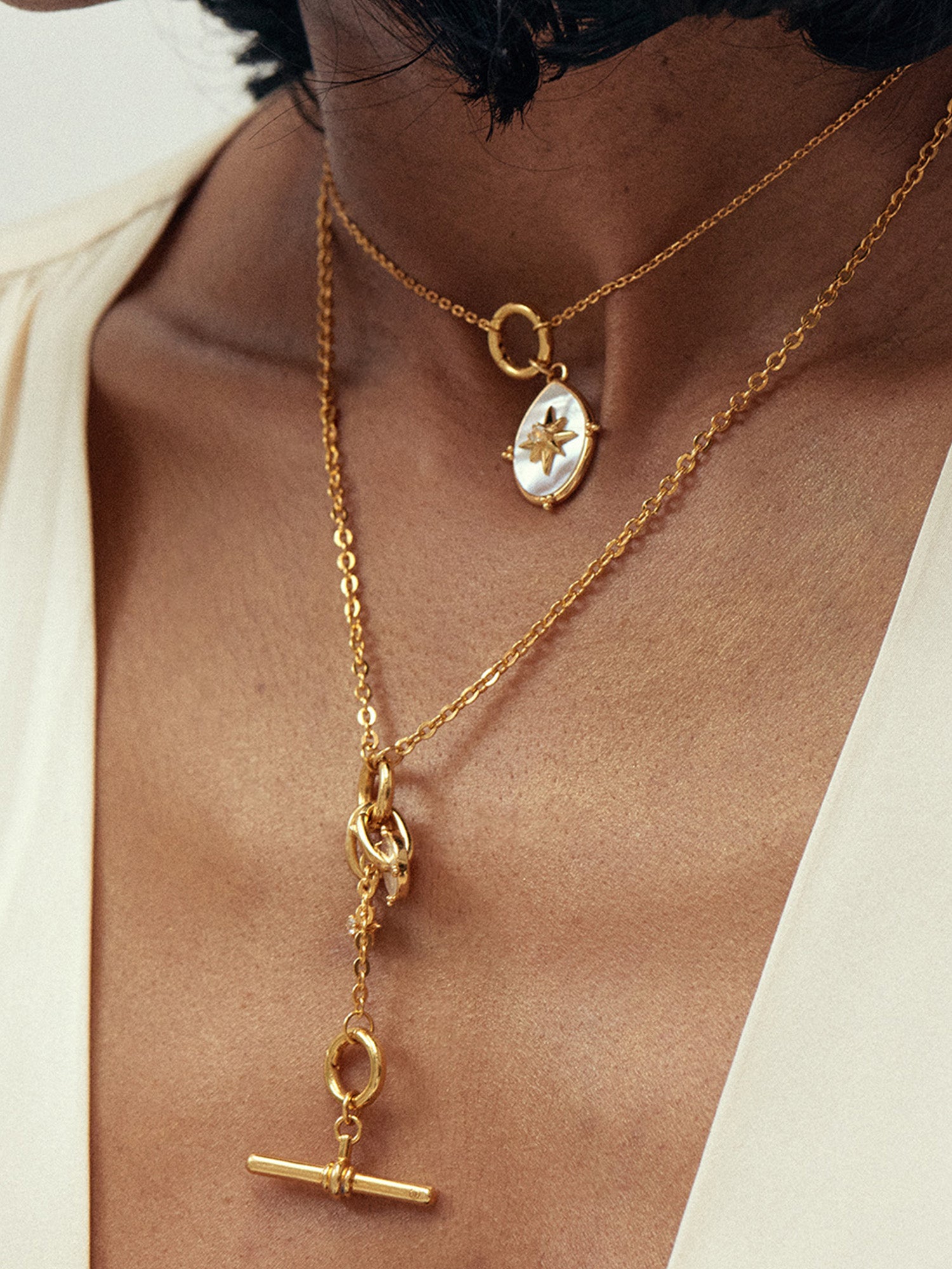 Necklace Stack with Albert Lock Gold Pendant - 18ct Gold Vermeil - Heyrlome Jewellery