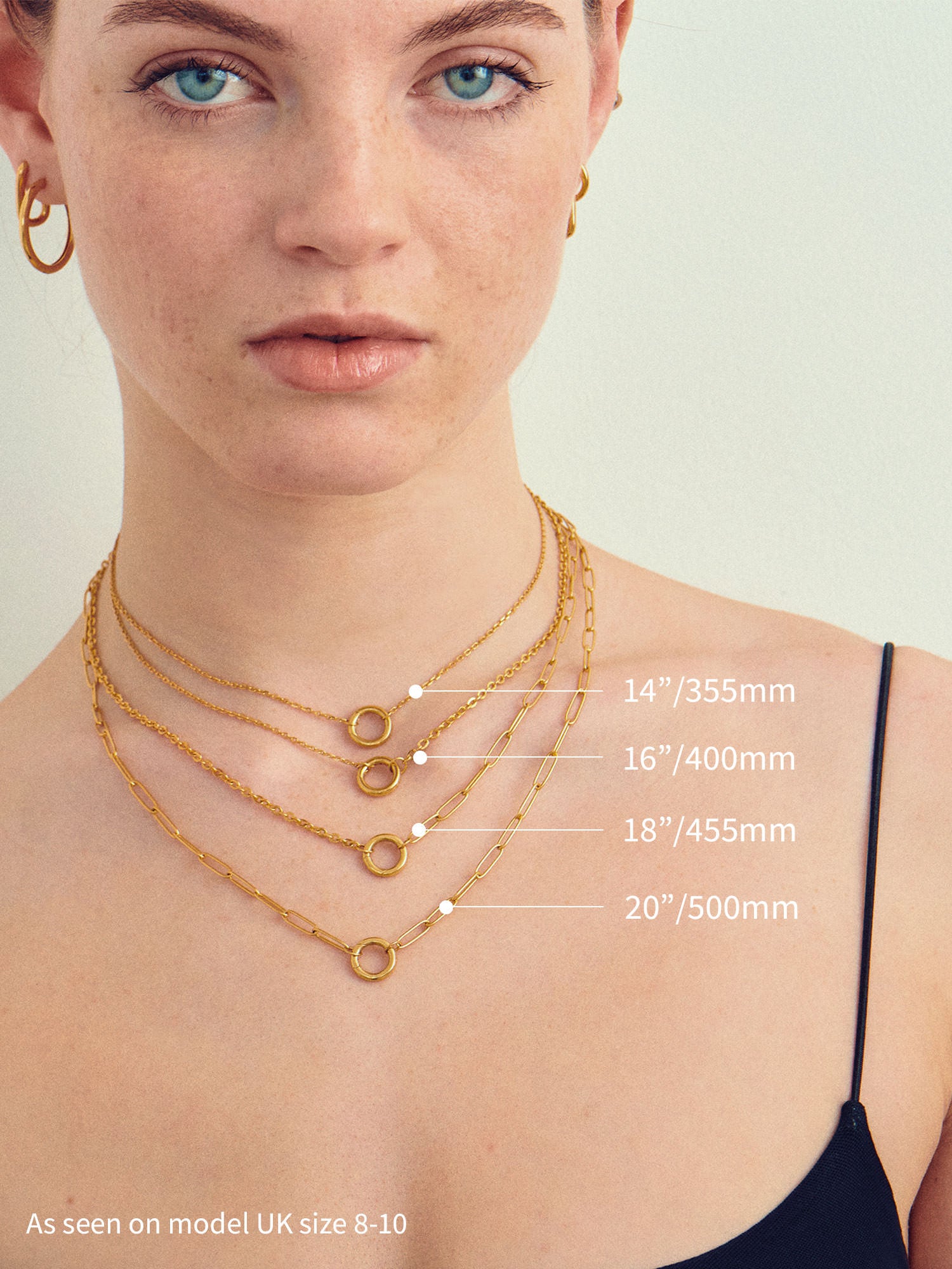 Model wearing layered necklaces - 18ct Gold Vermeil - Heyrlome Jewellery