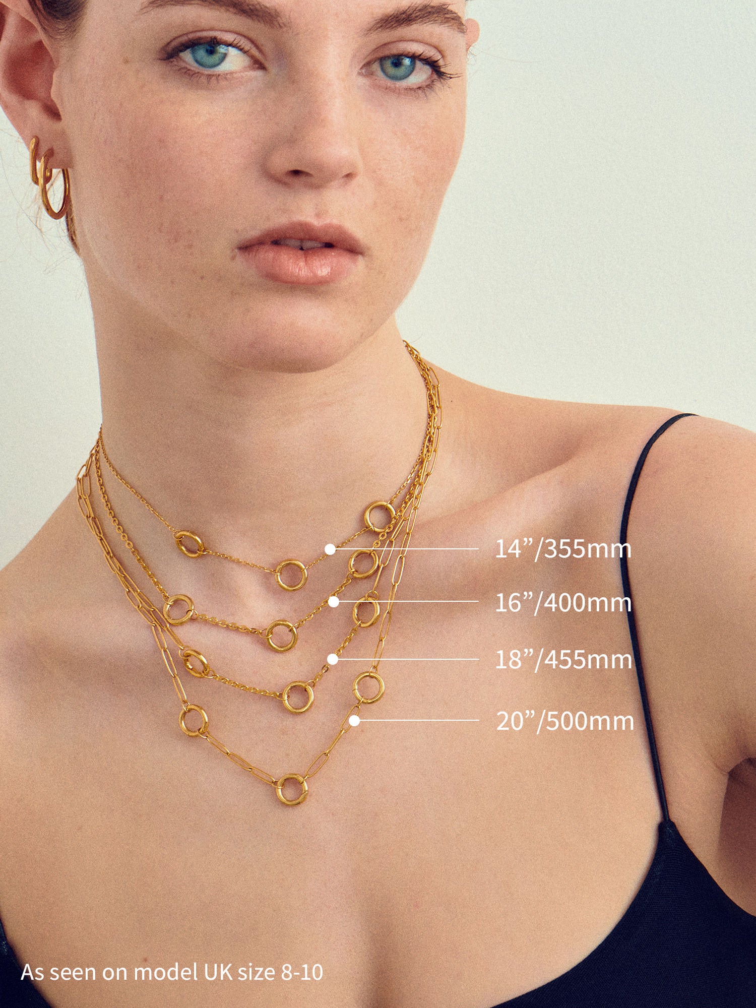 Triple Link Fine Chain Gold Necklace