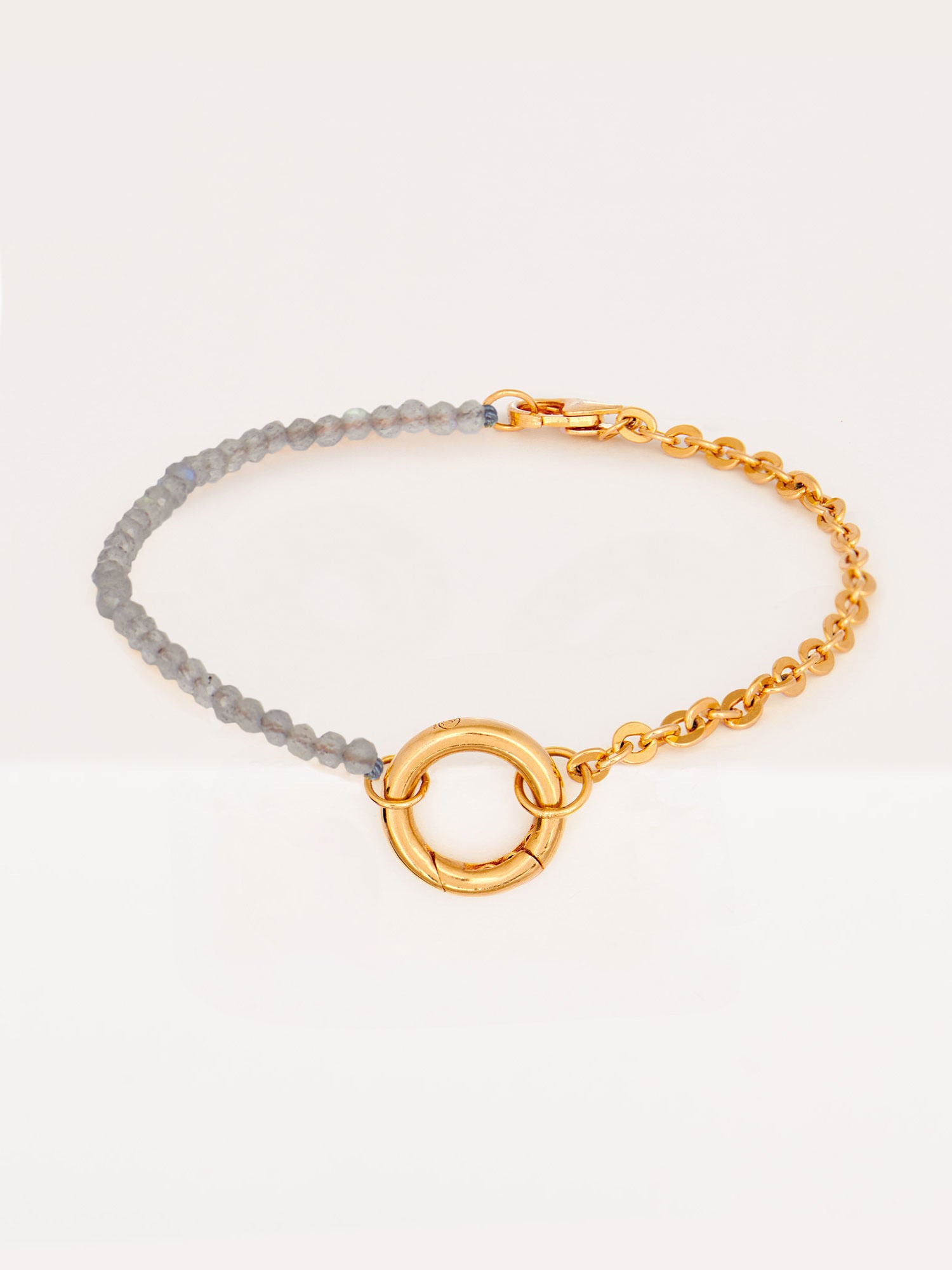 Labradorite & Cable Chain Gold Bracelet