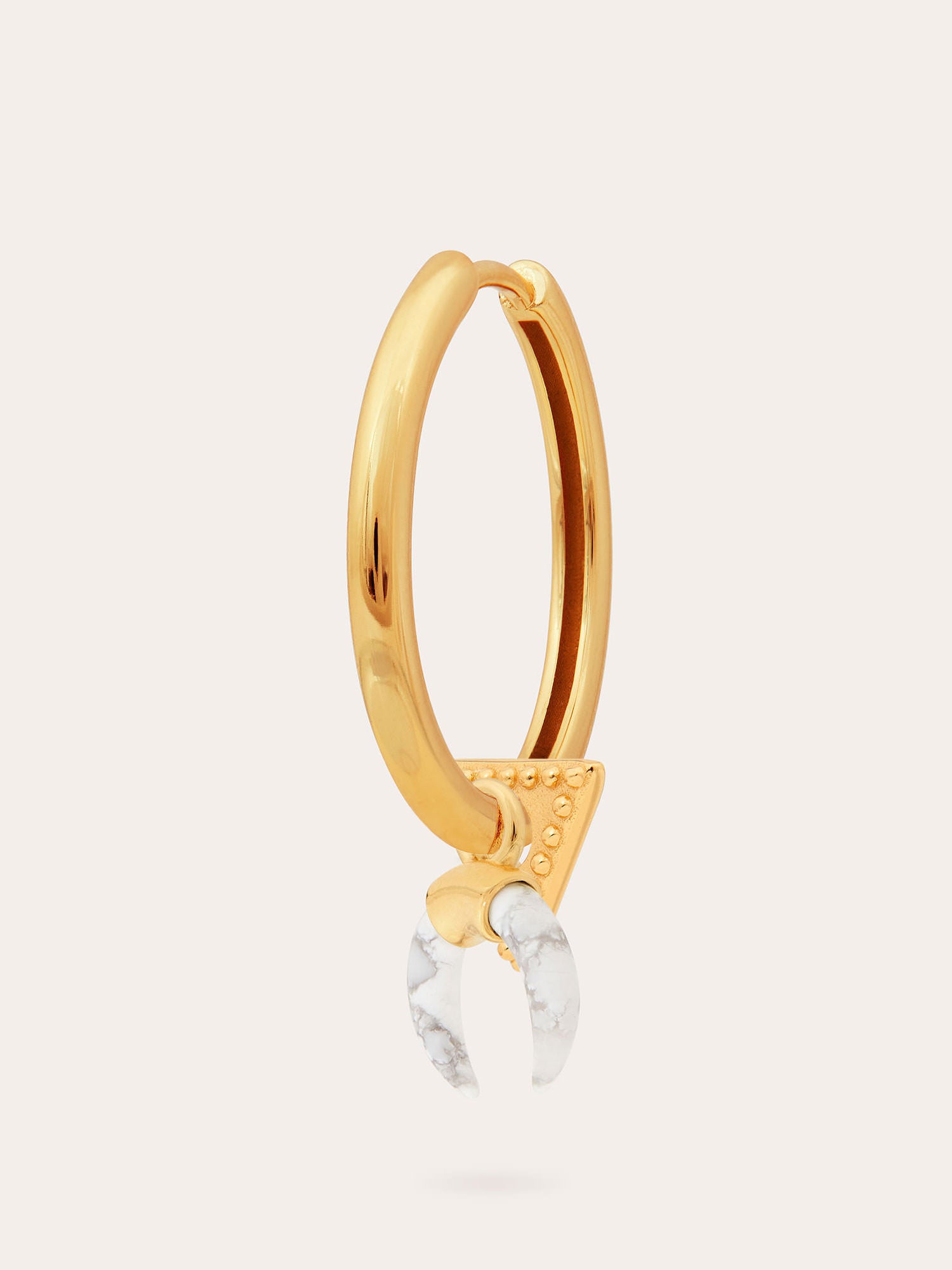 Feminine Gold Hoop Earrings - 18ct Gold Vermeil and White Howlite - Heyrlome Jewellery