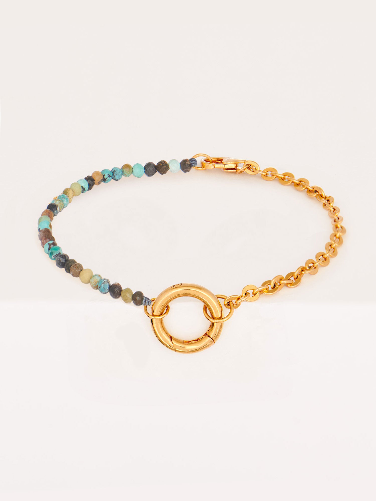 Hubei Turquoise & Cable Chain Gold Bracelet