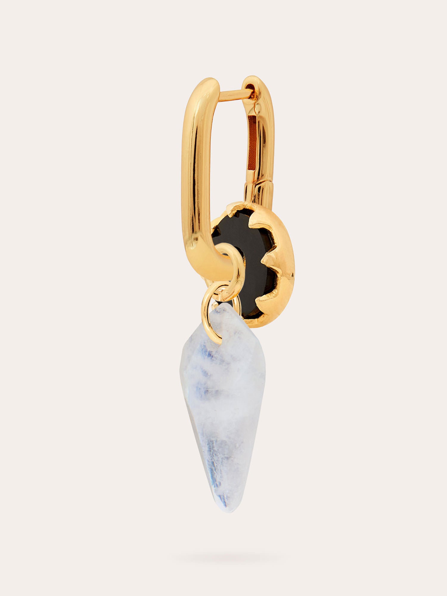 Stone of Protection Gold Earrings - Moonstone and Black Onyx - Heyrlome Jewellery