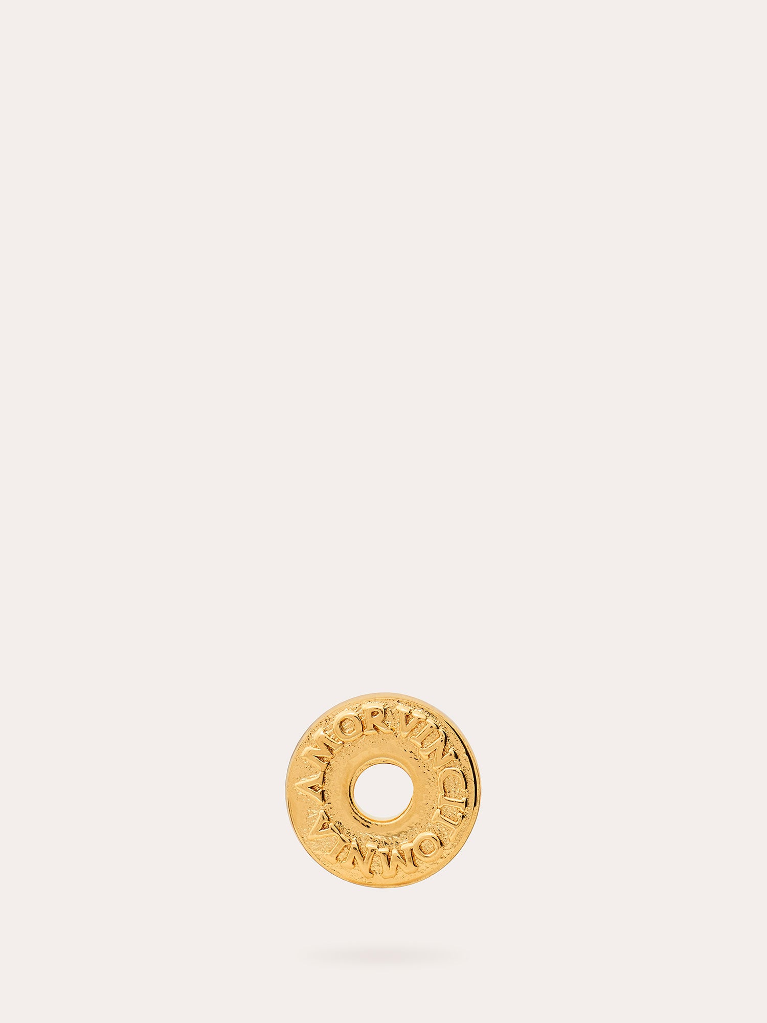 Amor Vincit Omnia Gold Disc Charm - 18ct Gold Vermeil - Heyrlome Jewellery