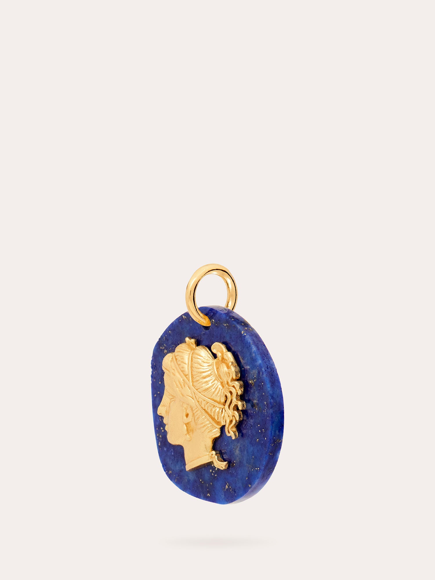 Side View of Aphrodite Gold Pendant - Lapis Lazuli and 18ct Gold Vermeil - Heyrlome Jewellery