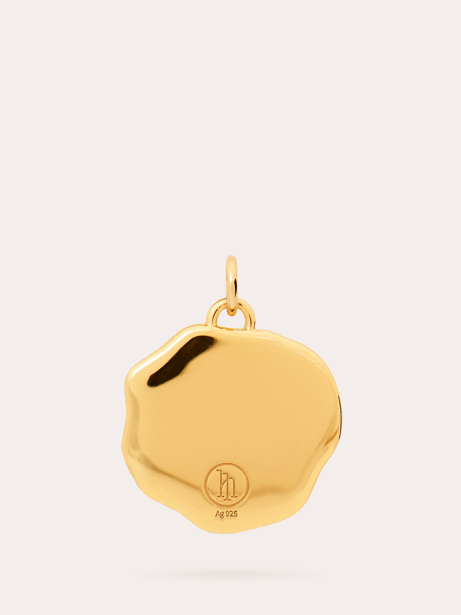 Back View of Engravable Monogram Seal Gold Pendant - 18ct Gold Vermeil - Heyrlome Jewellery