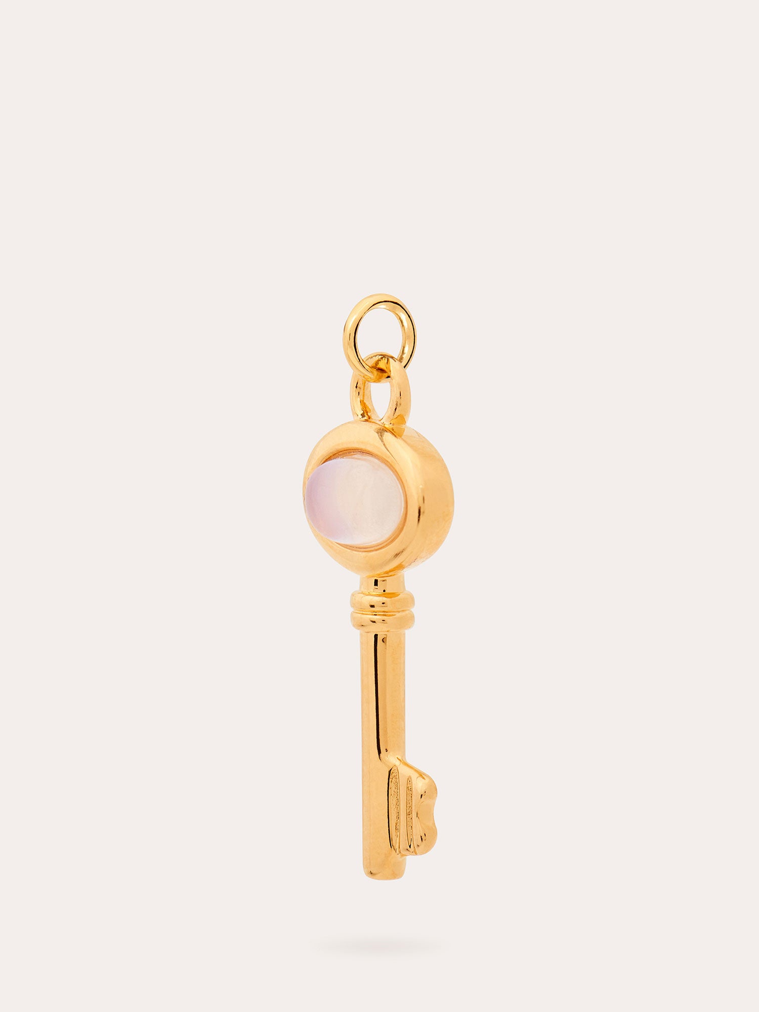 Side View of Skeleton Key Gold Pendant - Moonstone and 18ct Gold Vermeil - Heyrlome Jewellery