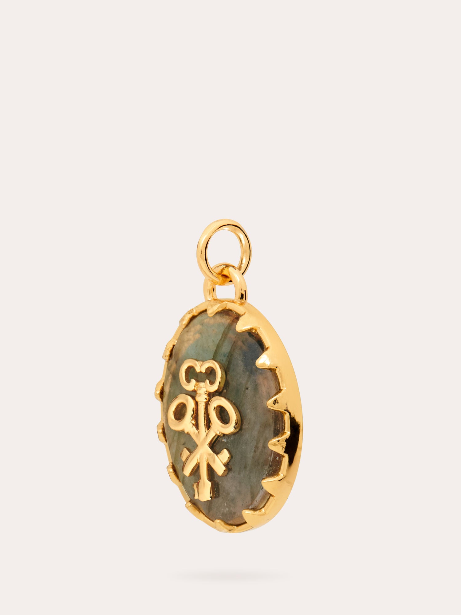 Side View of Three Keys Gold Pendant - Labradorite and 18ct Gold Vermeil - Heyrlome Jewellery