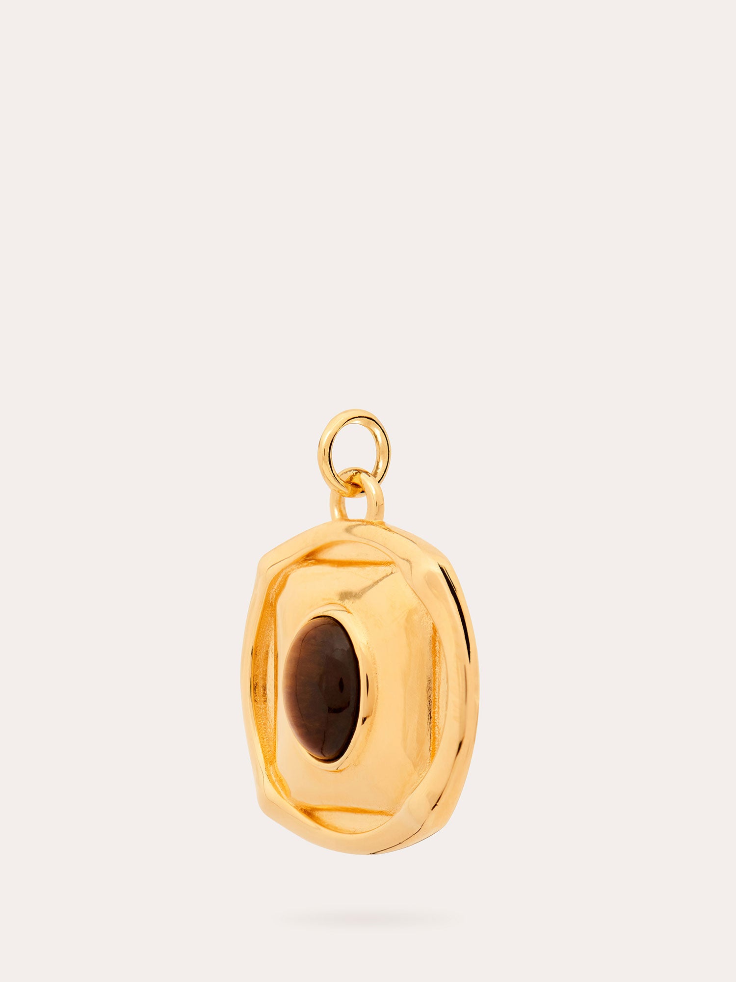 Side View of Tiger's Eye Amulet Gold Pendant - 18ct Gold Vermeil - Heyrlome Jewellery